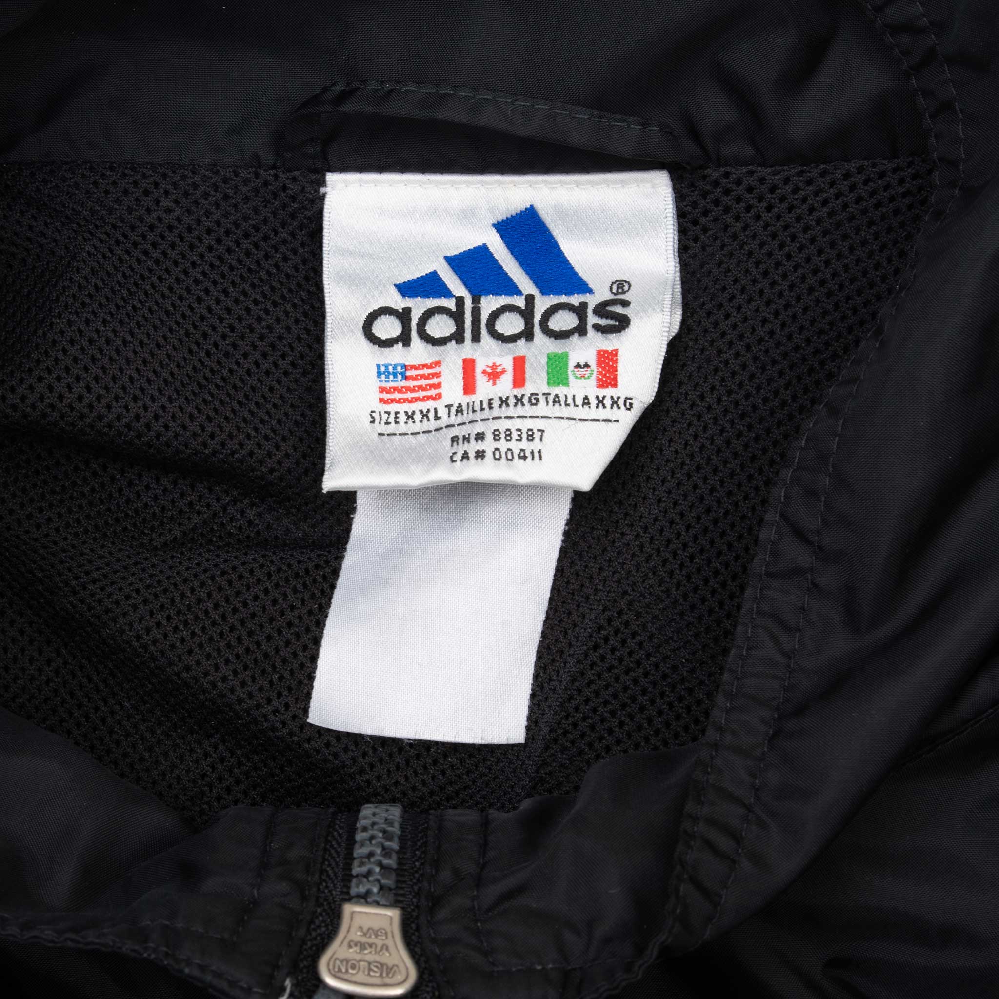 Vintage Adidas Black Windbreaker Jacket 1990S Size 2XL