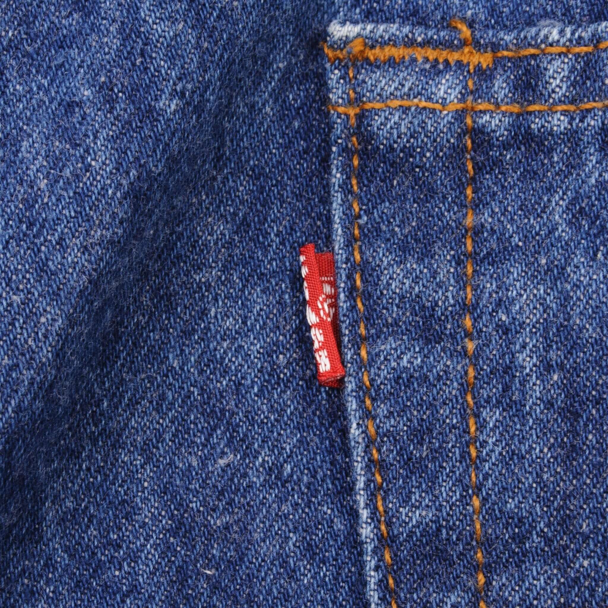 Beautiful Indigo Levis 501 Jeans 1980s Made in USA with Dark Wash Size on tag 46X32 actual size 44X30 Back Button #522