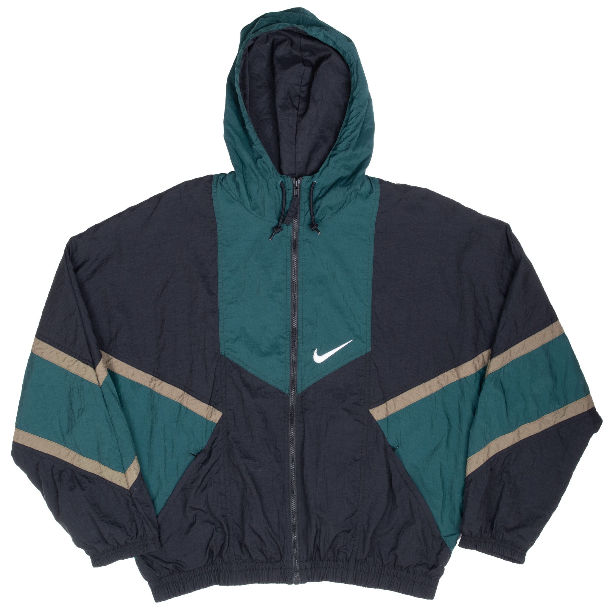 Vintage Nike Big Swoosh Green Windbreaker Jacket 1990S Size Large