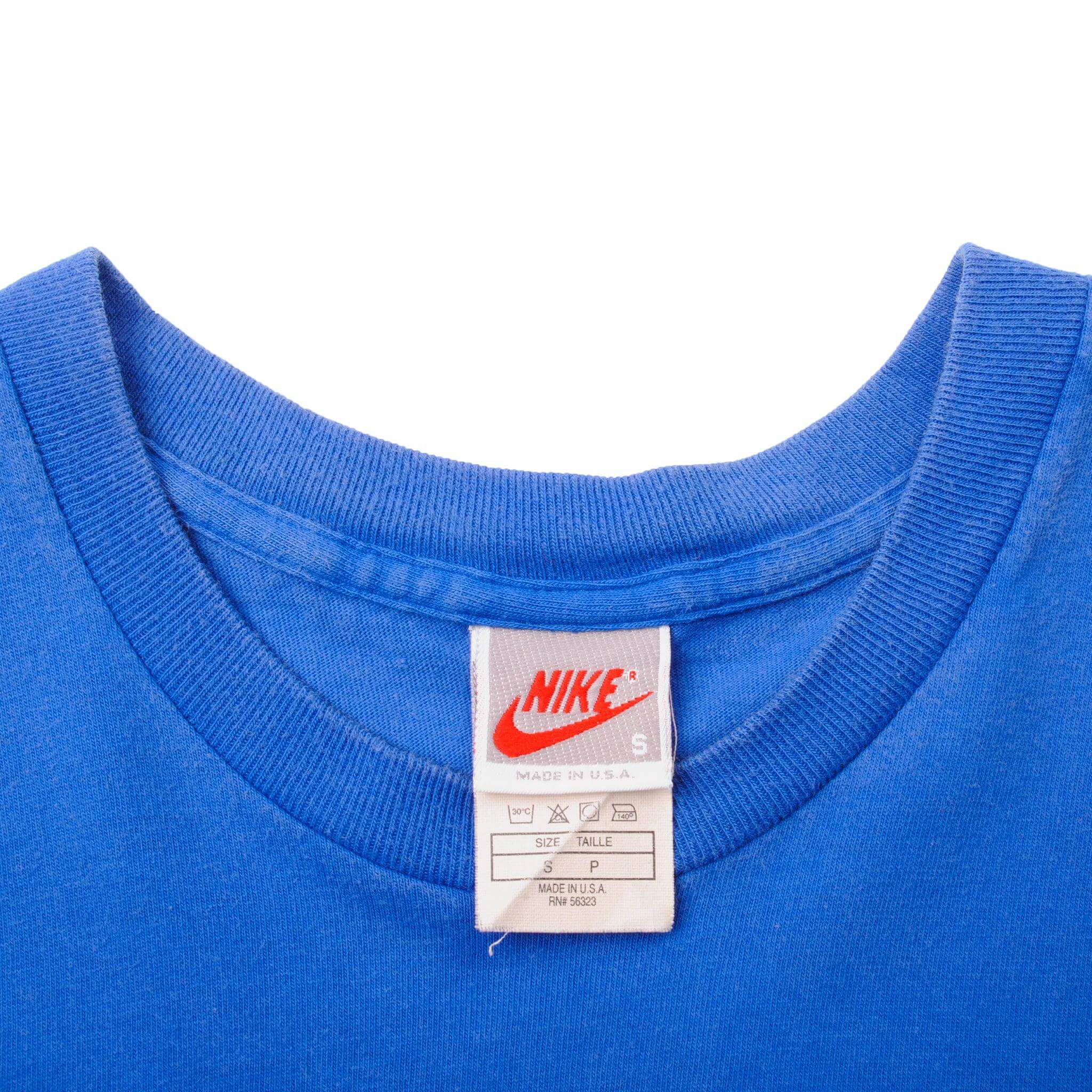 Grey label Vintage Blue Nike Tee Shirt 1987-1994 Size M Made In USA With Single Stitch Sleeves.