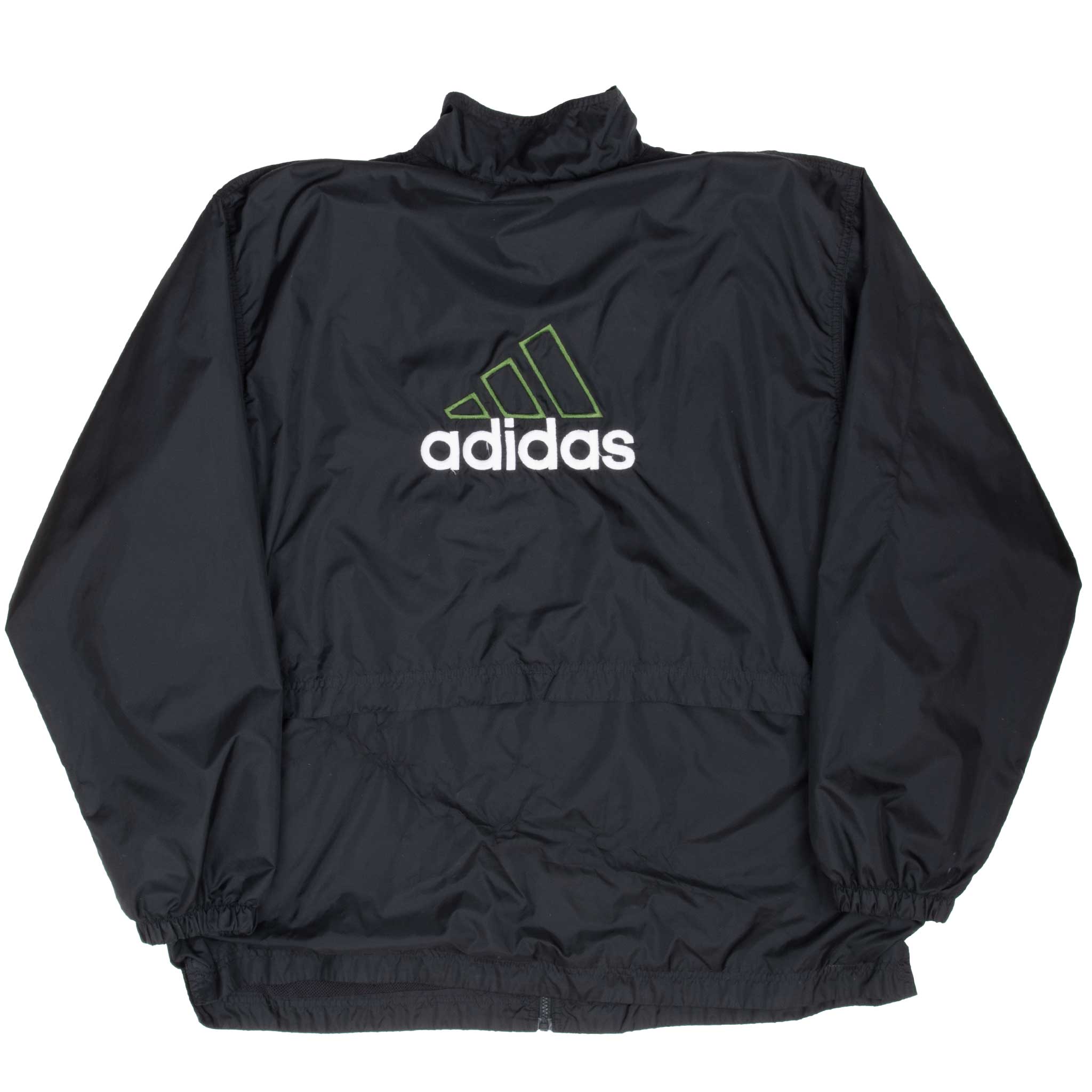 Vintage Adidas Black Windbreaker Jacket 1990S Size 2XL