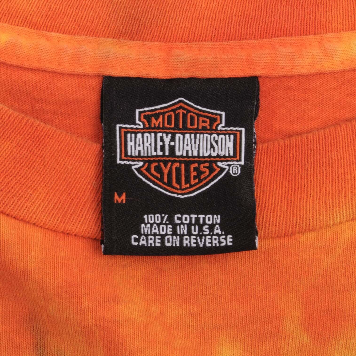 Vintage Harley Davidson Feel The Heat Tie Dye Long Sleeves 2002 Tee Shirt Size Medium Made In USA