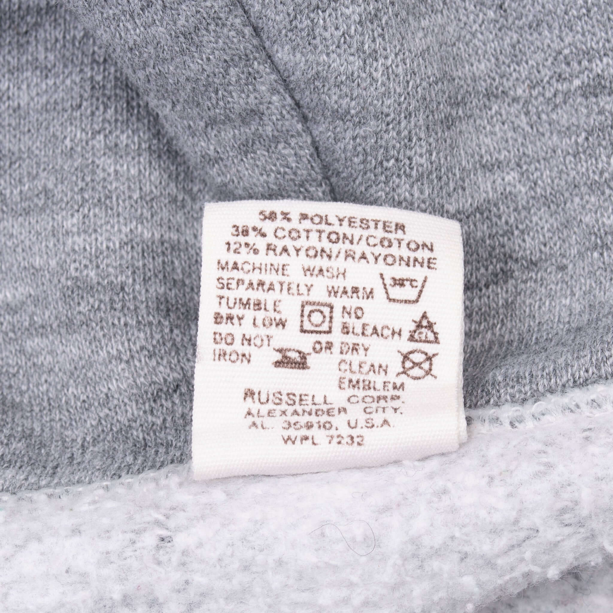 VINTAGE RUSSELL ATHLETIC BLANK GREY ZIP UP HOODIE SWEATSHIRT 1970S XL MADE USA