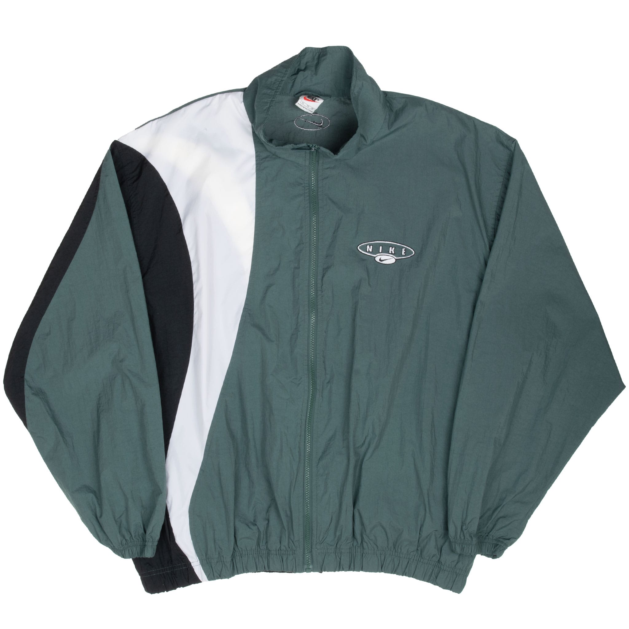 Vintage Nike Classic Swoosh Green Windbreaker Jacket 1990S Size XL