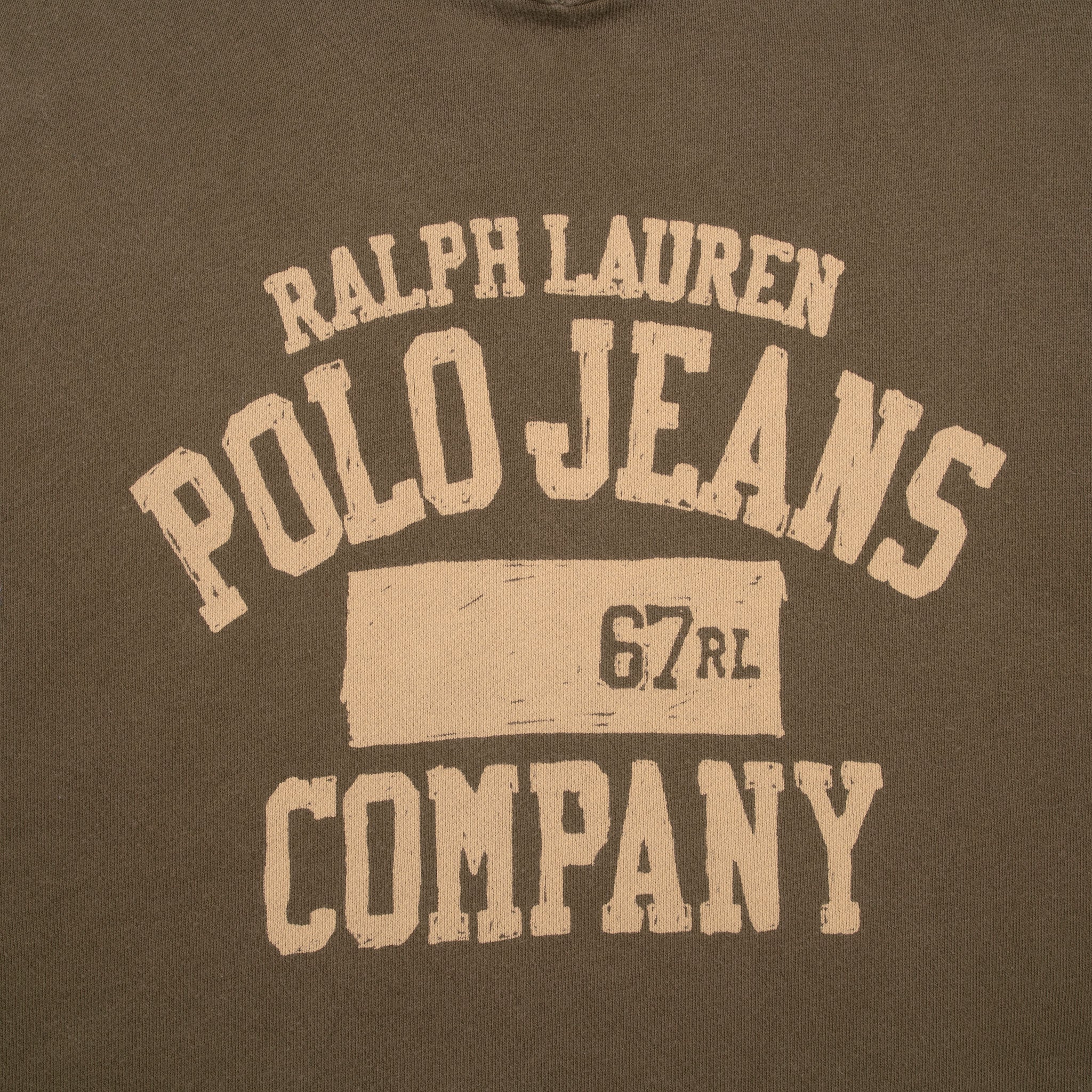 Vintage Ralph Lauren Polo Jeans Olive Green Hoodie Sweatshirt 1990S Size Medium