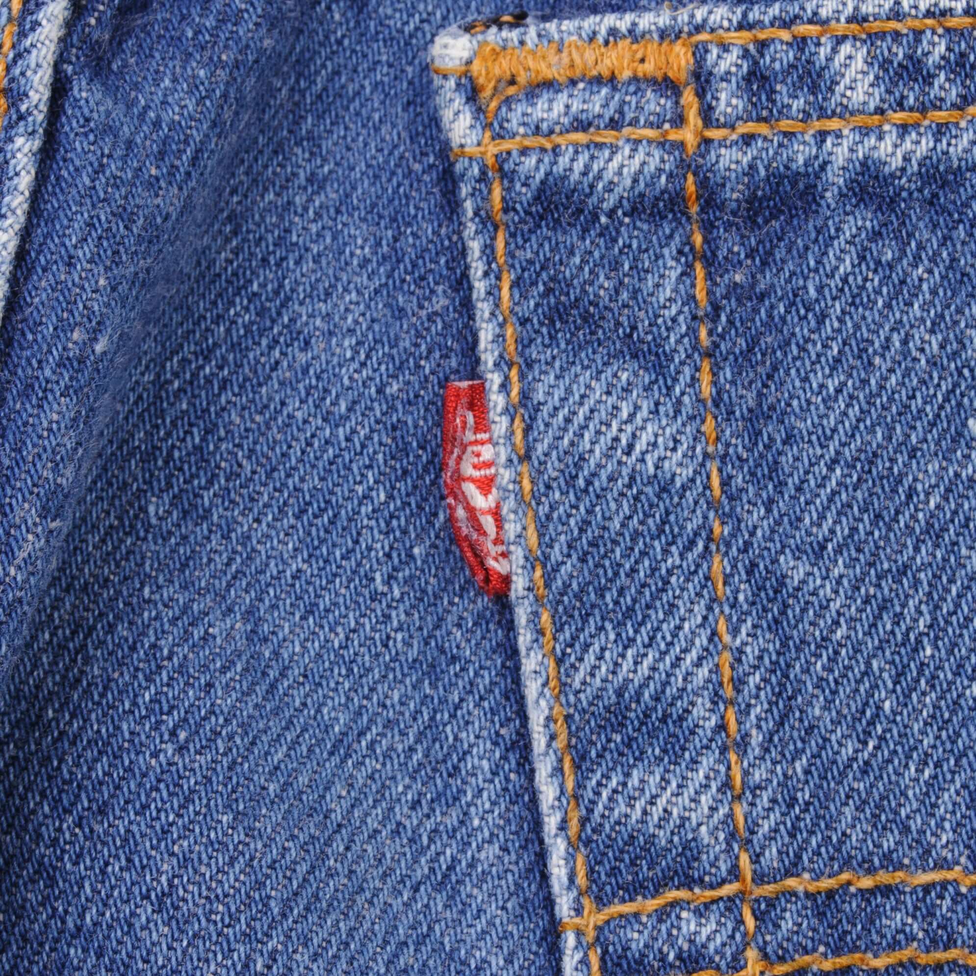 Beautiful Indigo Levis 501 Jeans 1980s Made in USA with Medium Wash Size on tag Unknown Actual Size 36X32 Back Button #544