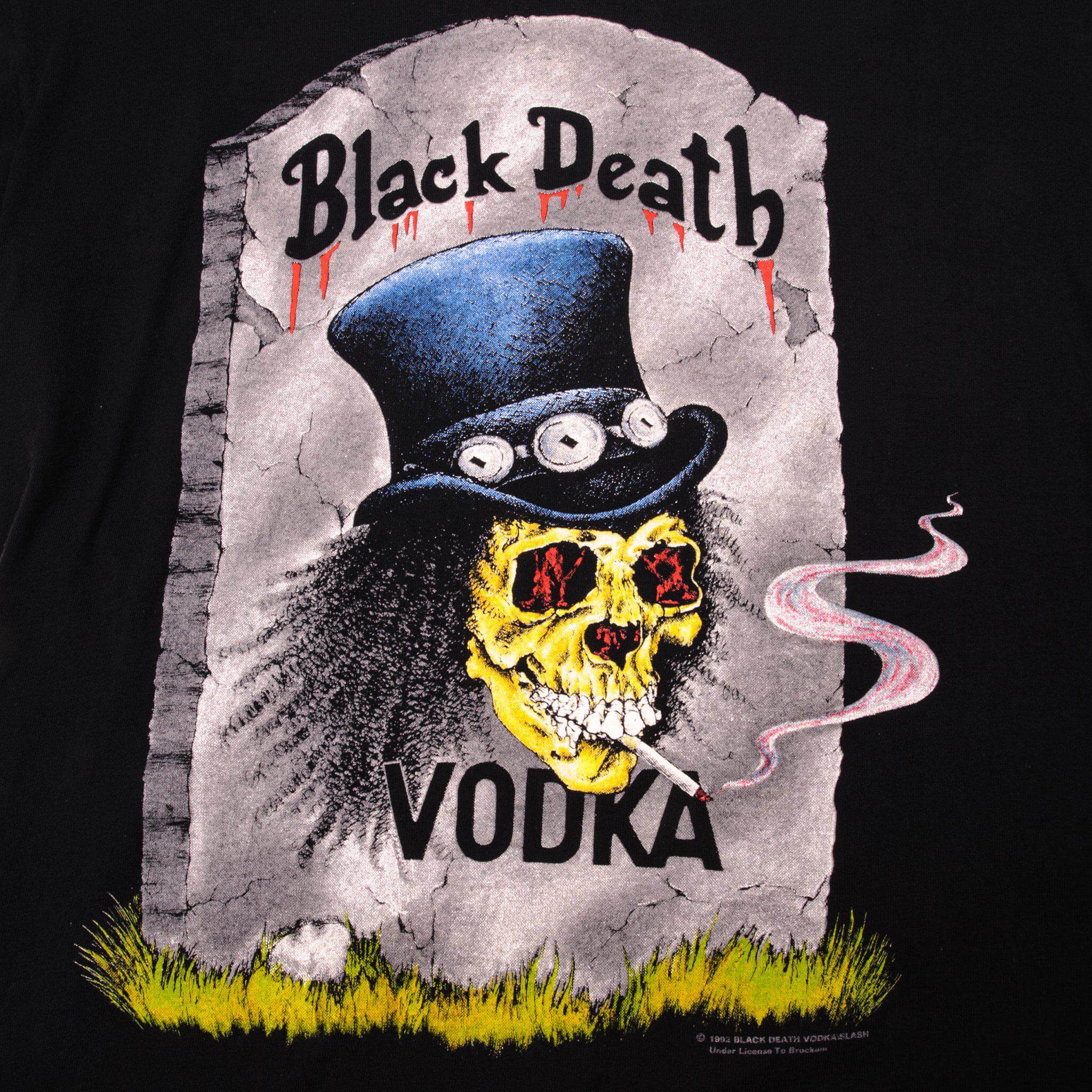 VINTAGE BLACK DEATH VODKA GUN N ROSES TEE SHIRT 1992 SIZE MEDIUM MADE IN USA