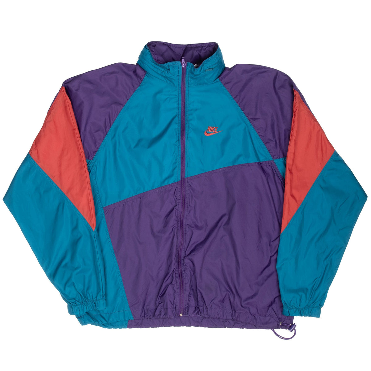 Vintage Nike Swoosh Purple And Teal Windbreaker Jacket Late 1980S Size XL