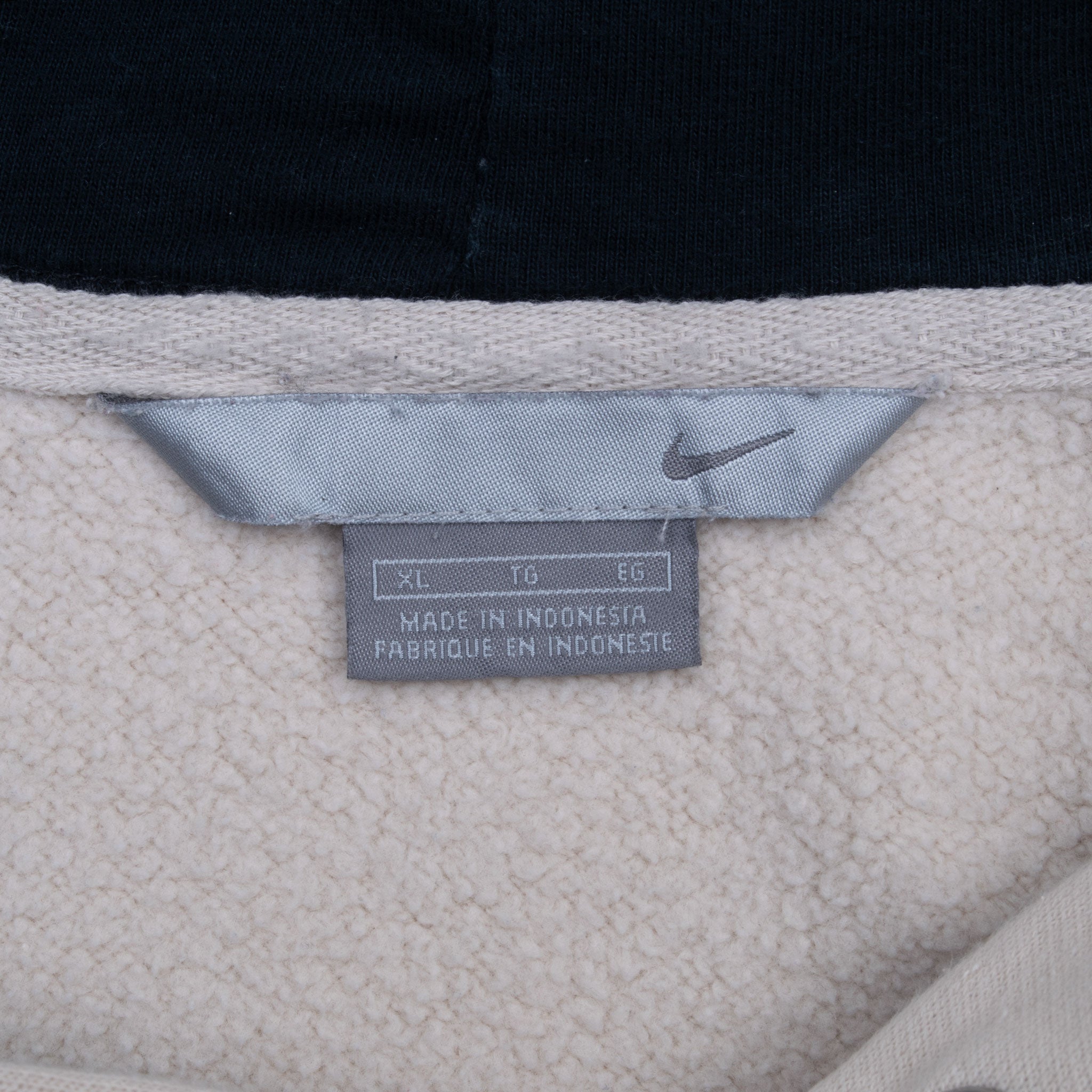 Vintage Nike Classic Swoosh Beige Hoodie Sweatshirt 2000S Size XL