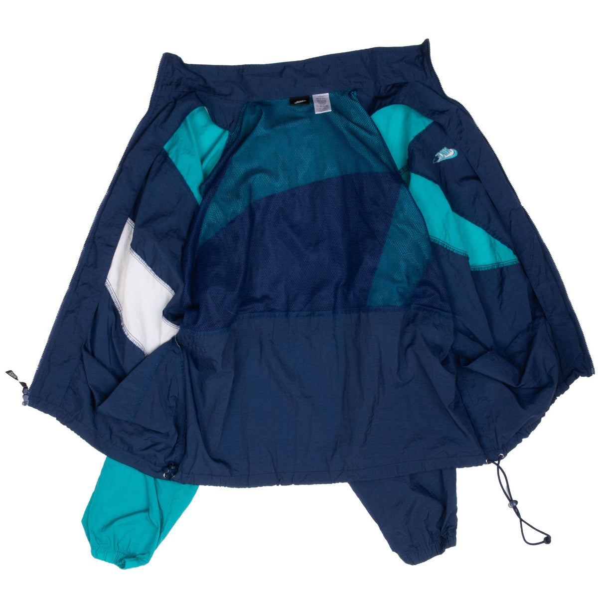 Vintage Nike Classic Swoosh Blue Teal Windbreaker Jacket Early 1990S Size Large