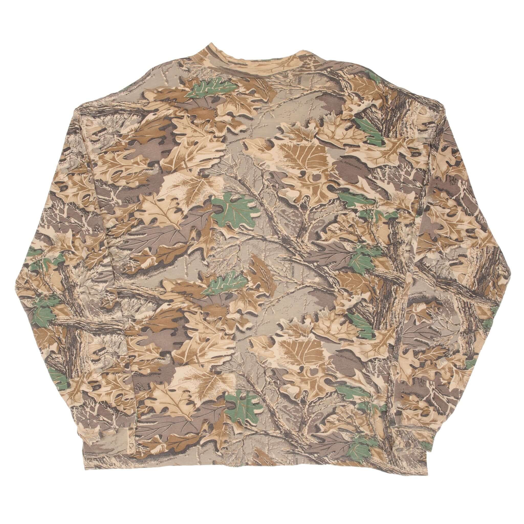 Vintage Hunting Advantage Camo Long Sleeve Pocket Turtle Neck Tee Shirt 1990S Size 2XL