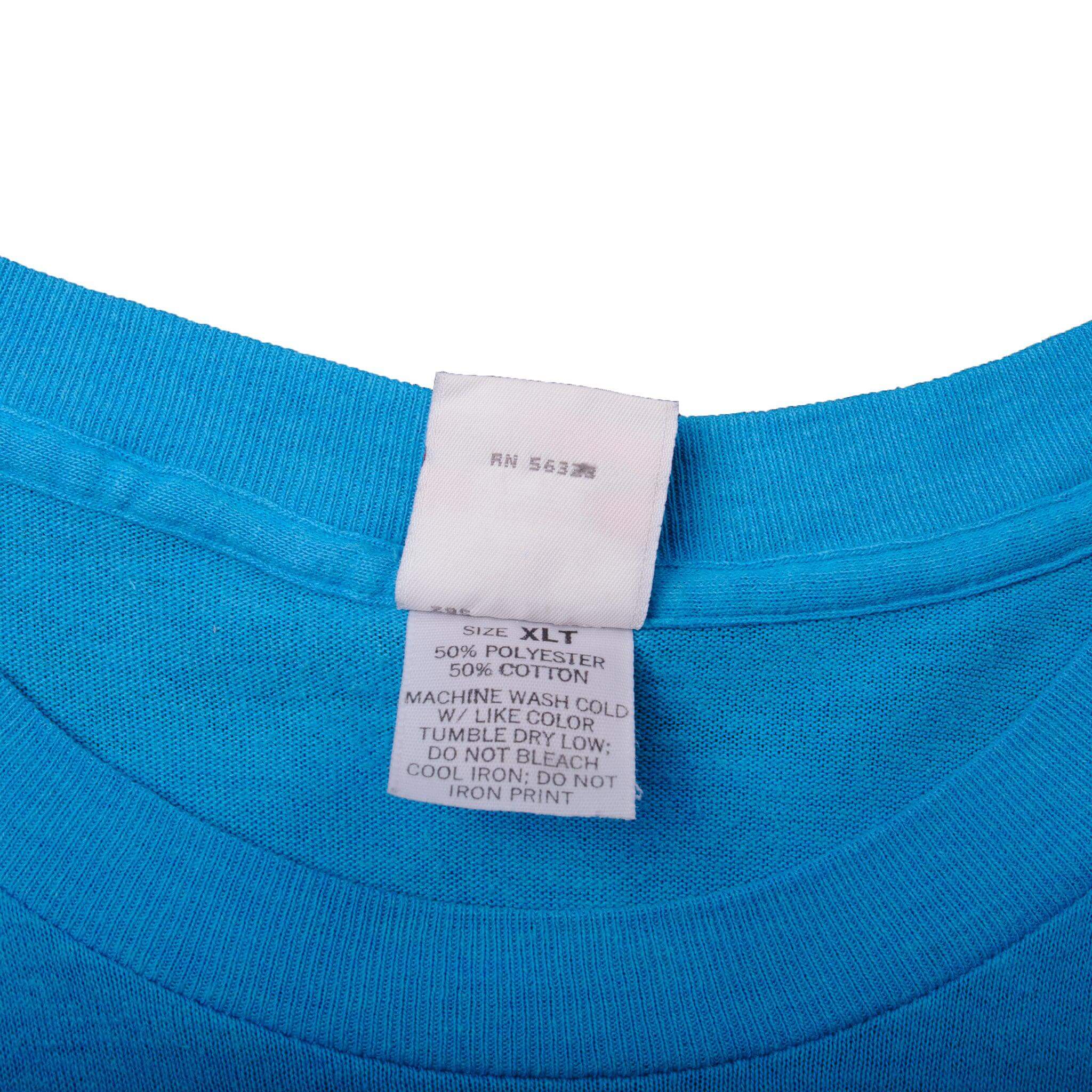 Vintage Blue Nike Big Logo Tee Shirt 1987-1994 Size L Made In USA With Single Stitch Sleeves. Nike Grey Label.