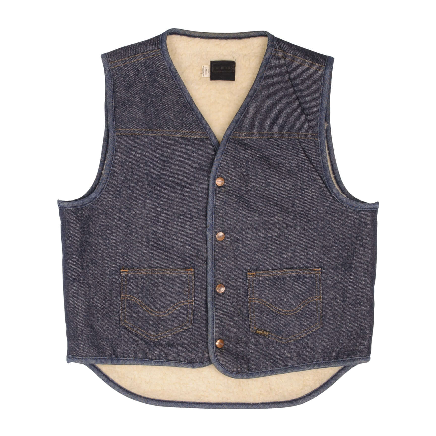 Vintage Roebucks Sherpa Vest Jacket Size Large Made In Usa