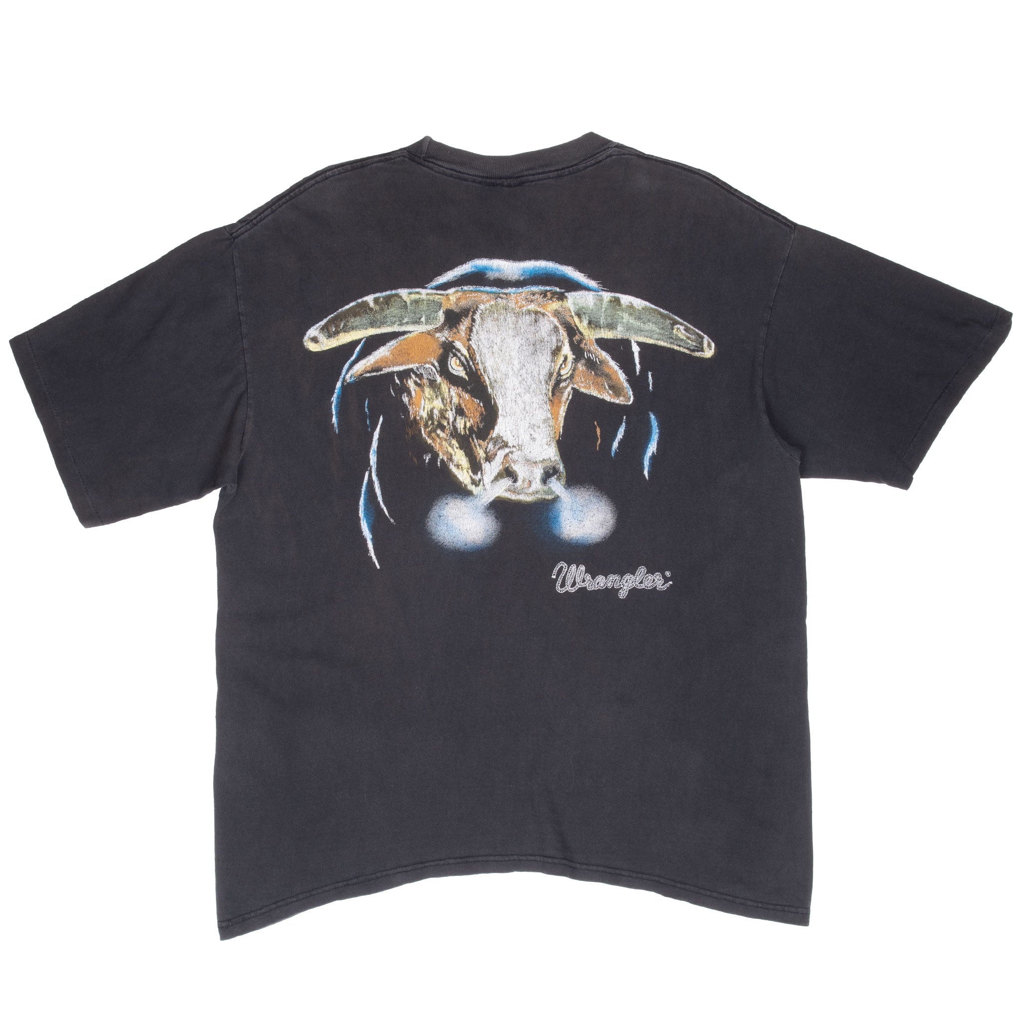 Vintage Wrangler Bull Rodeo 1990S Tee Shirt Size Large Made In Usa With Single Stitch Sleeves