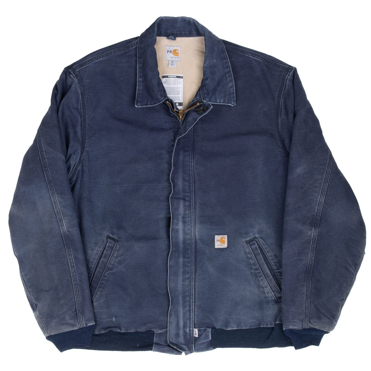 Vintage Carhartt Blue Fire Resistant Jacket Frj195Dny 2012 Size Xl Tall