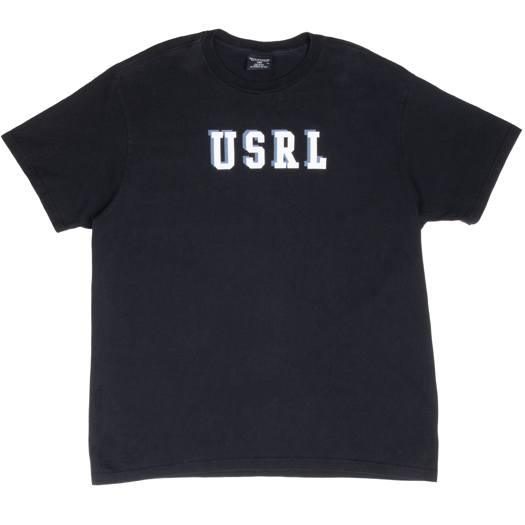 Vintage Ralph Lauren Polo Jeans Co Usrl Navy Blue Tee Shirt 1990S Size XL Made In Usa