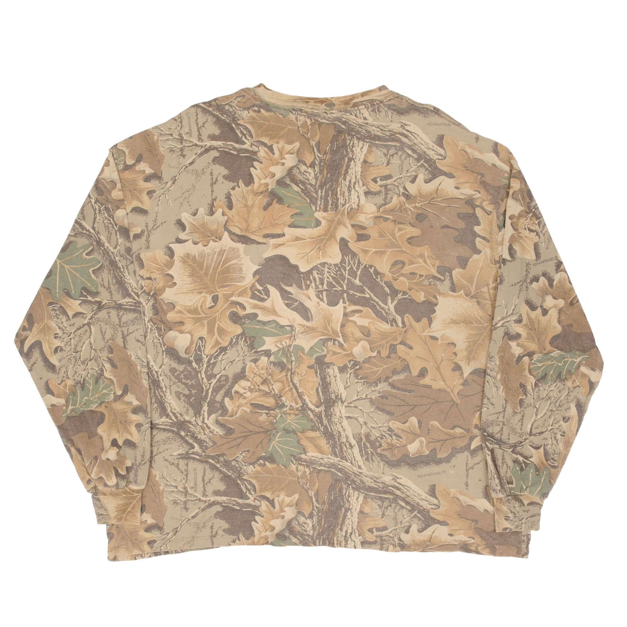 Vintage Hunting Advantage Camo Long Sleeve Pocket Tee Shirt 1990S Size XL Made In USA
