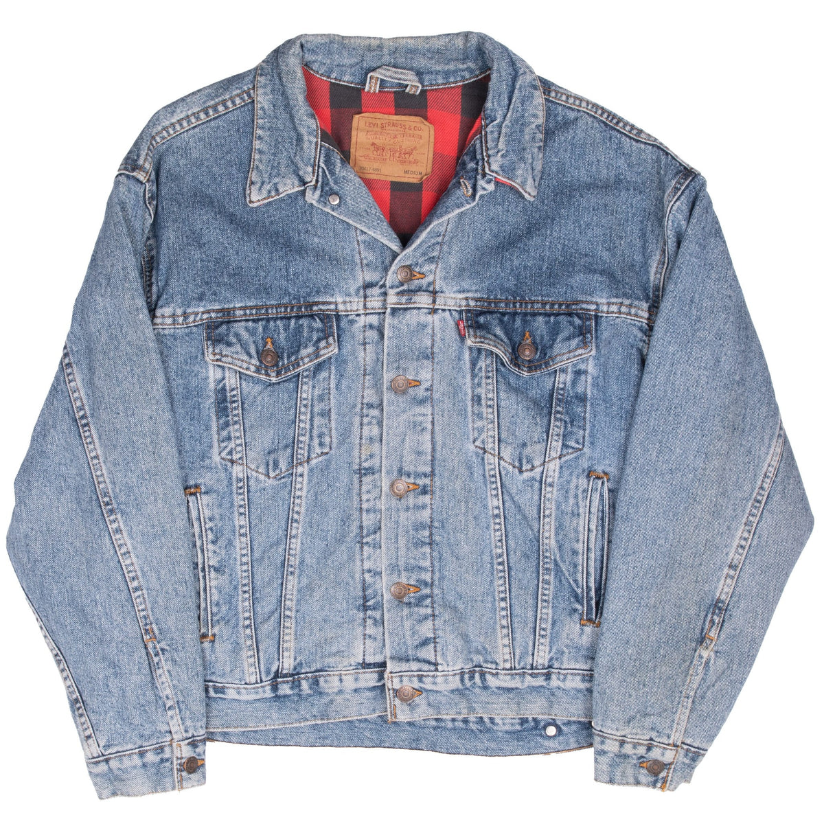 Beautiful Vintage Levis Trucker Type 3 Plaid Lined Denim Jacket 1980S Medium Made Usa . Back Button#715
70417-4891