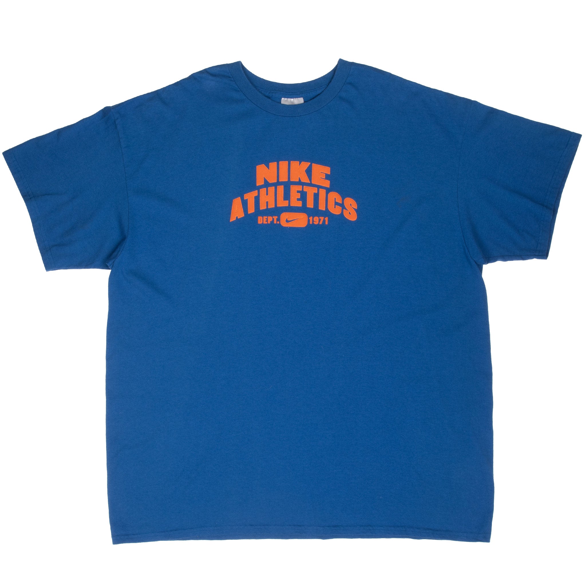 Vintage Nike Athletics Spellout Blue Tee Shirt 2000S Size 2XL