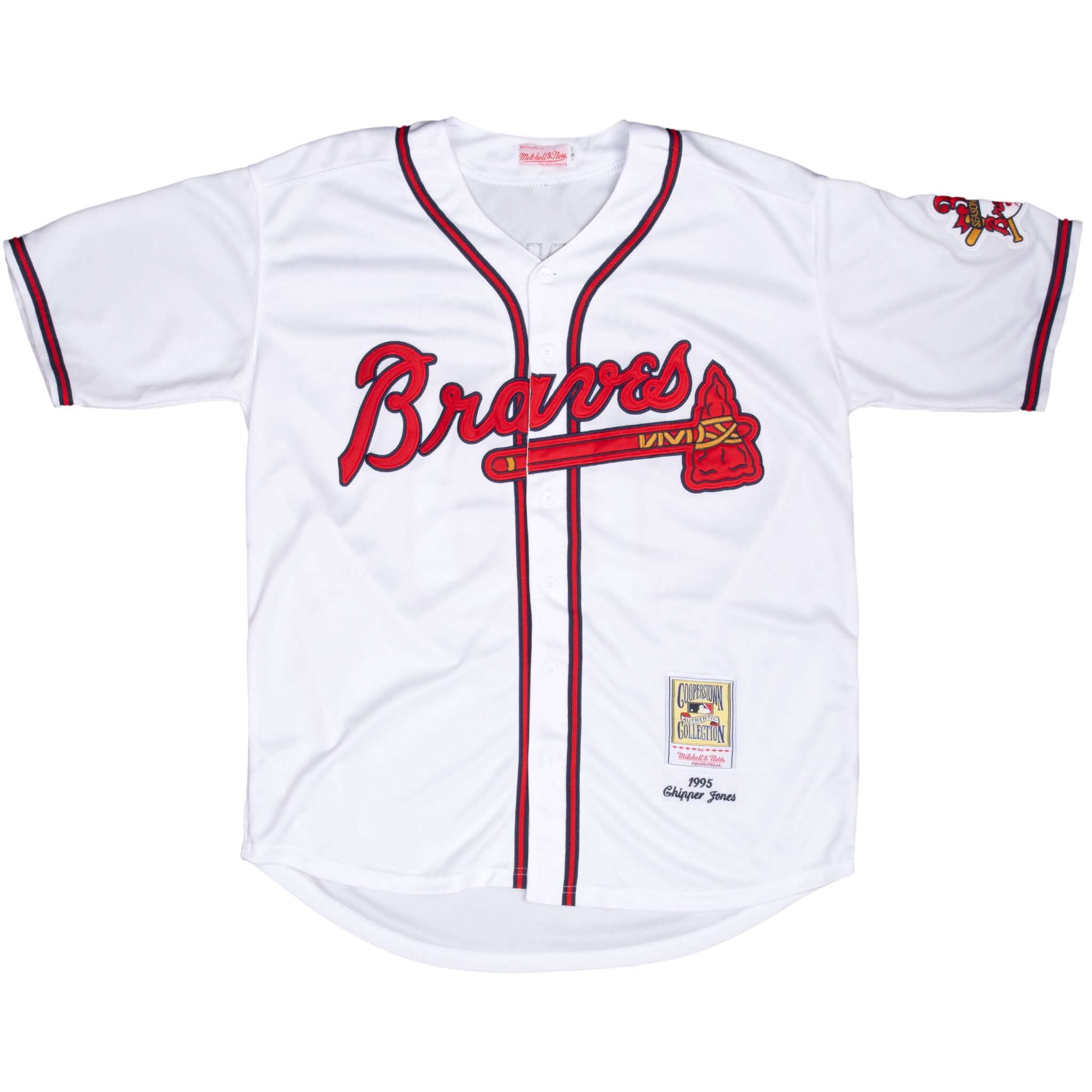 Vintage Mlb Atlanta Braves Chipper Jones #10 Mitchell & Ness Jersey 1995 Size Large