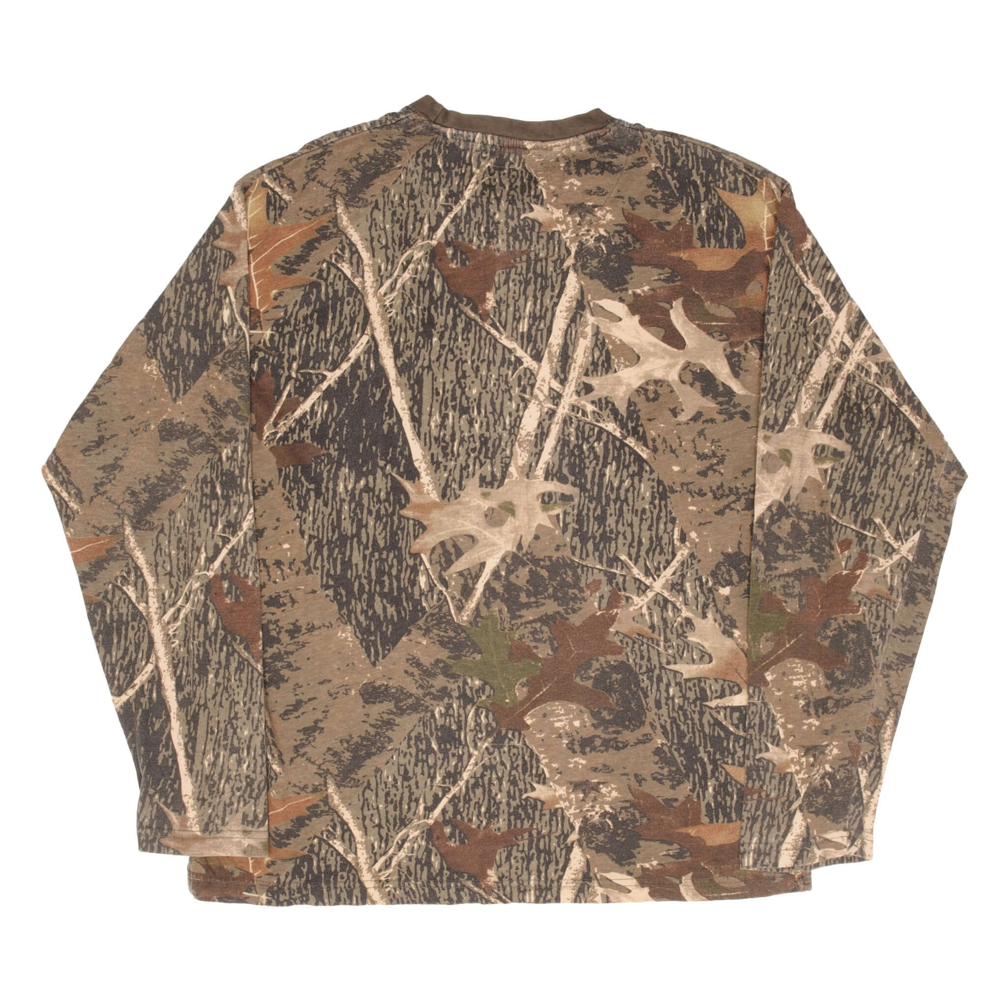 Vintage Hunting Camo Long Sleeve Pocket Tee Shirt Size Large