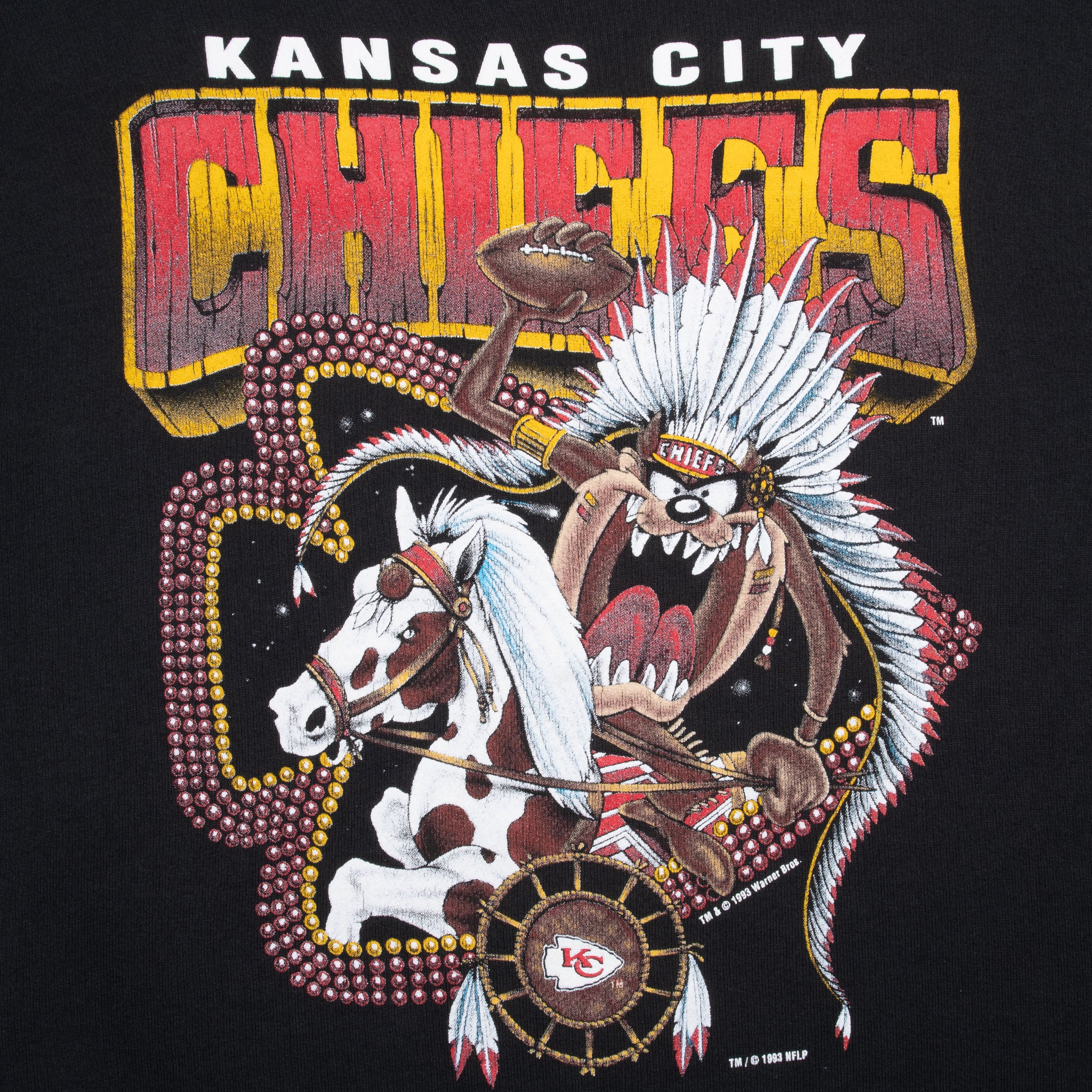 Vintage Nfl Kansas City Chiefs Looney Tunes 1993 Sweatshirt Size XL Made In Usa