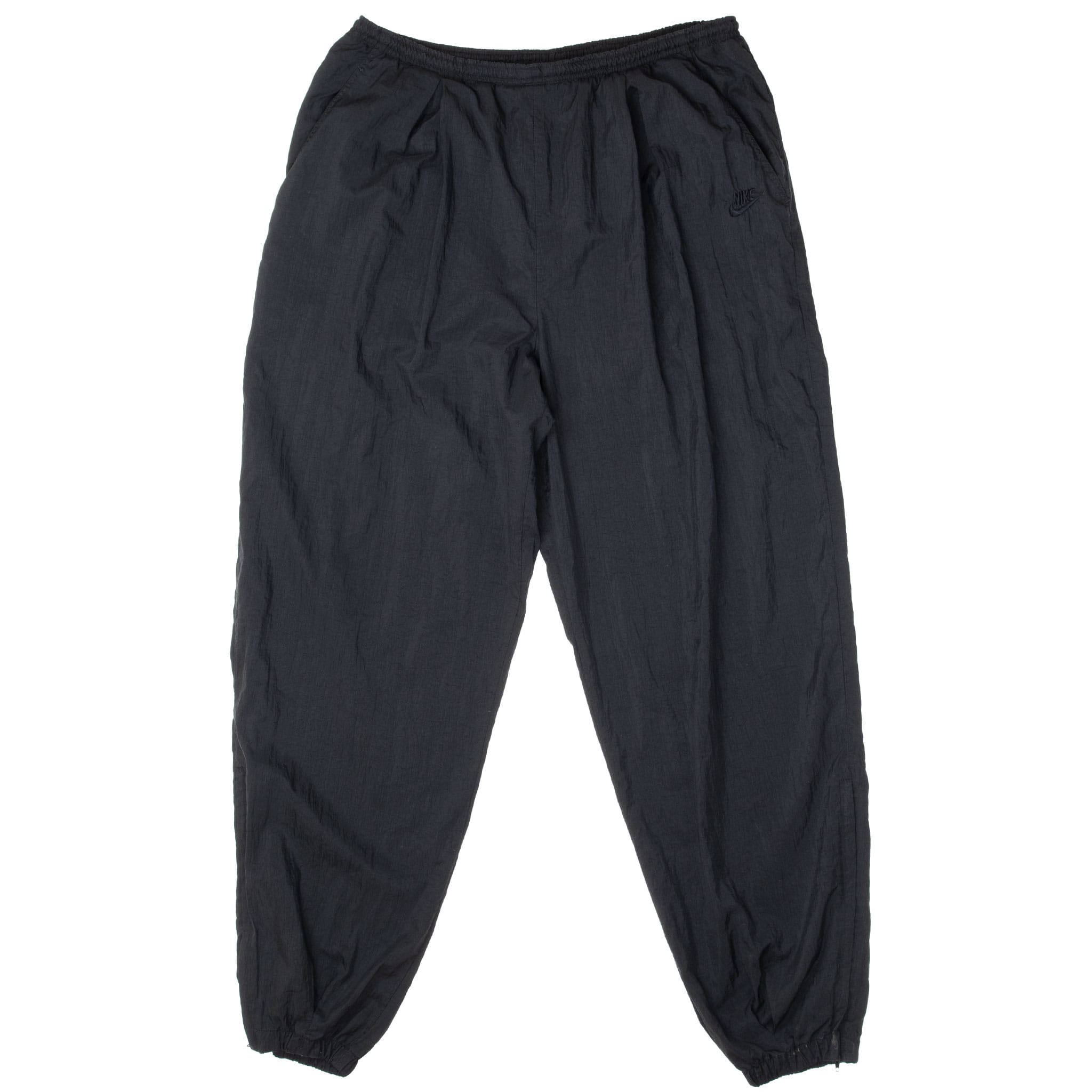 Vintage Nike Classic Swoosh Black Nylon Track Pants Late 1980S Size XL