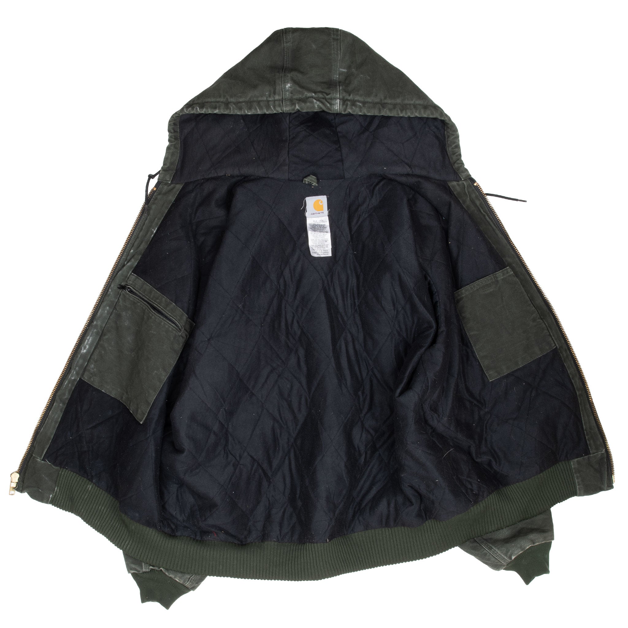 Vintage Carhartt Green Active Hooded Jacket J130Mos 1990S Size XL