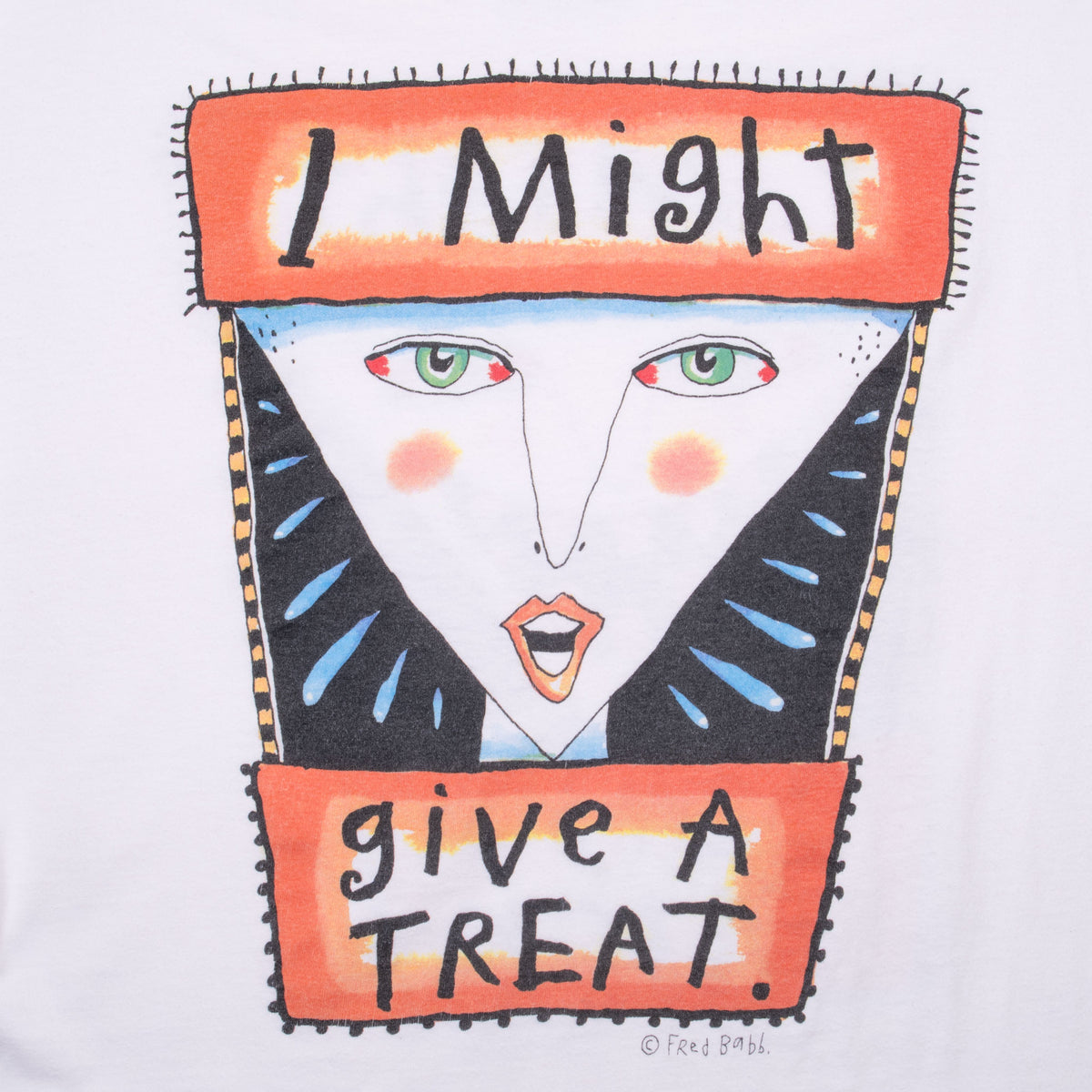 VINTAGE FRED BABB I MIGHT PLAY A TRICK ART TEE SHIRT 1990S XL MADE IN USA
