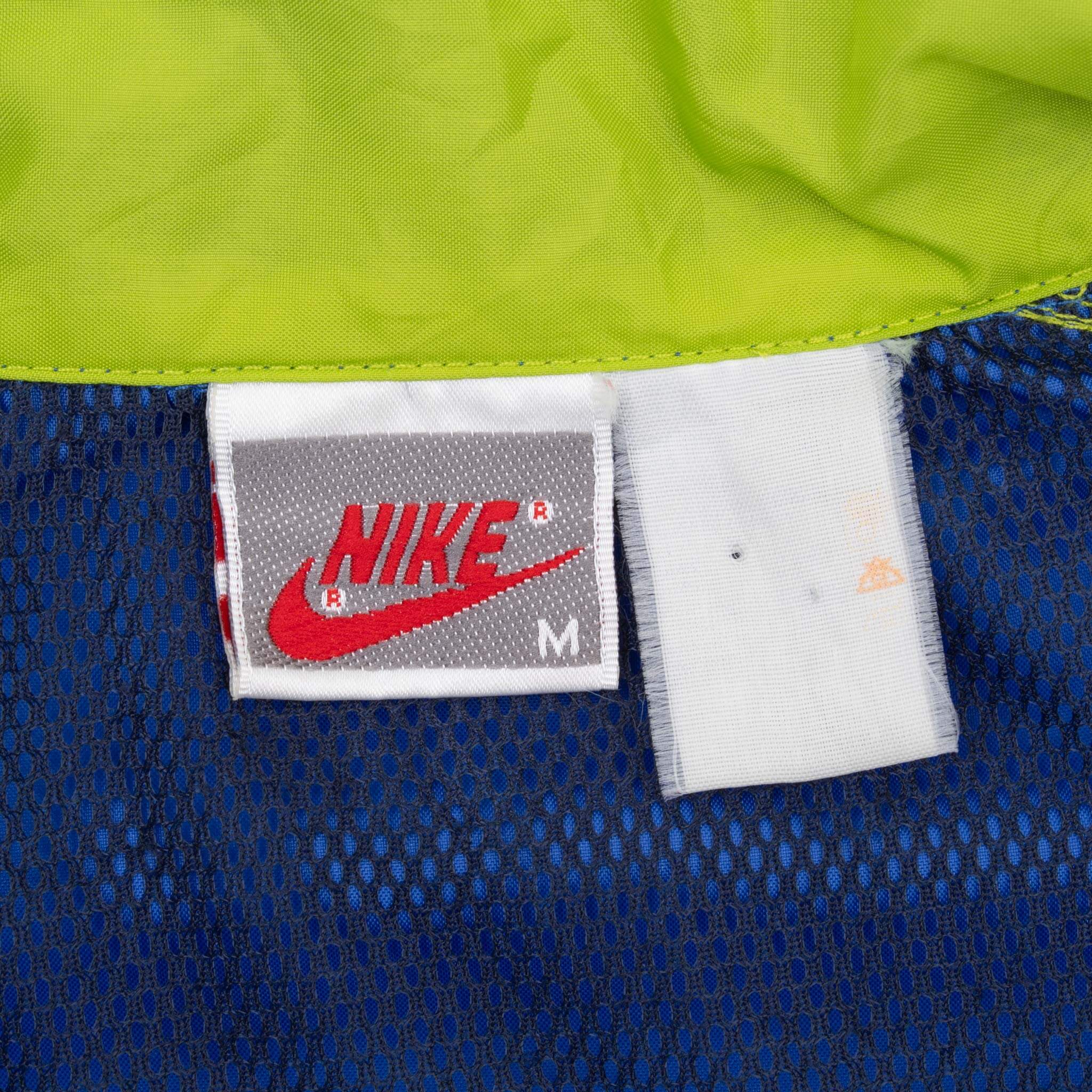 Vintage Nike Swoosh Blue And Yellow Pullover Windbreaker Jacket 1980S Size Medium