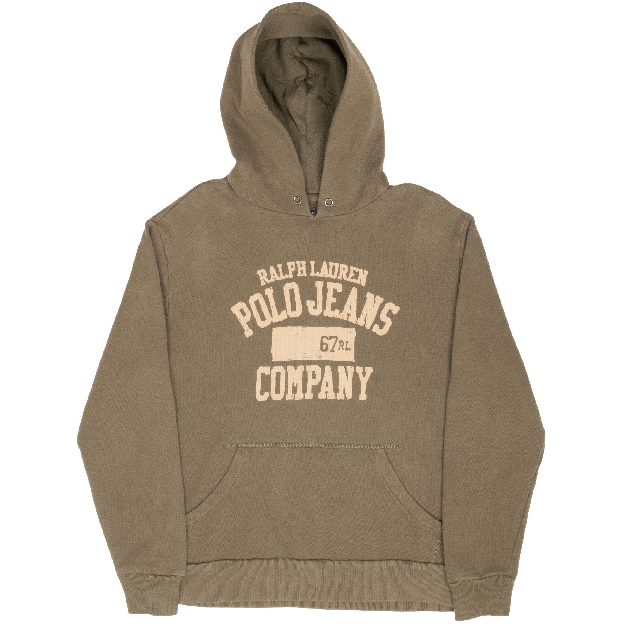 Vintage Ralph Lauren Polo Jeans Olive Green Hoodie Sweatshirt 1990S Size Medium