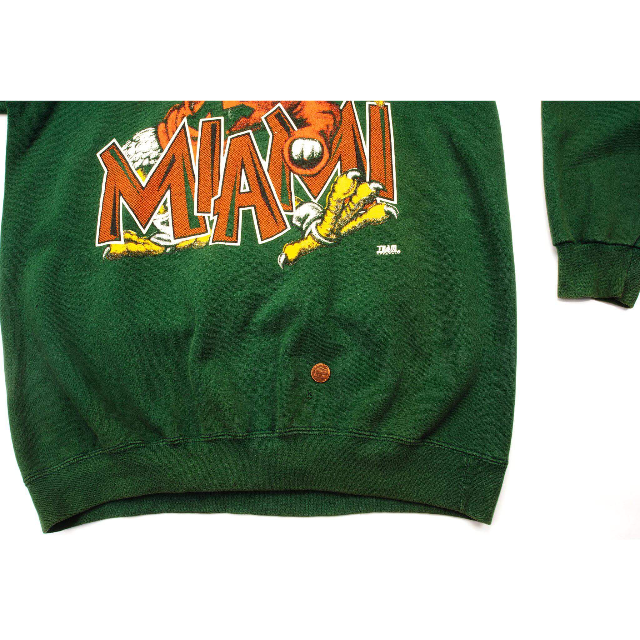 VINTAGE MIAMI HURRICANES AMERICAN FOOTBALL SWEATSHIRT SIZE LARGE MADE IN USA