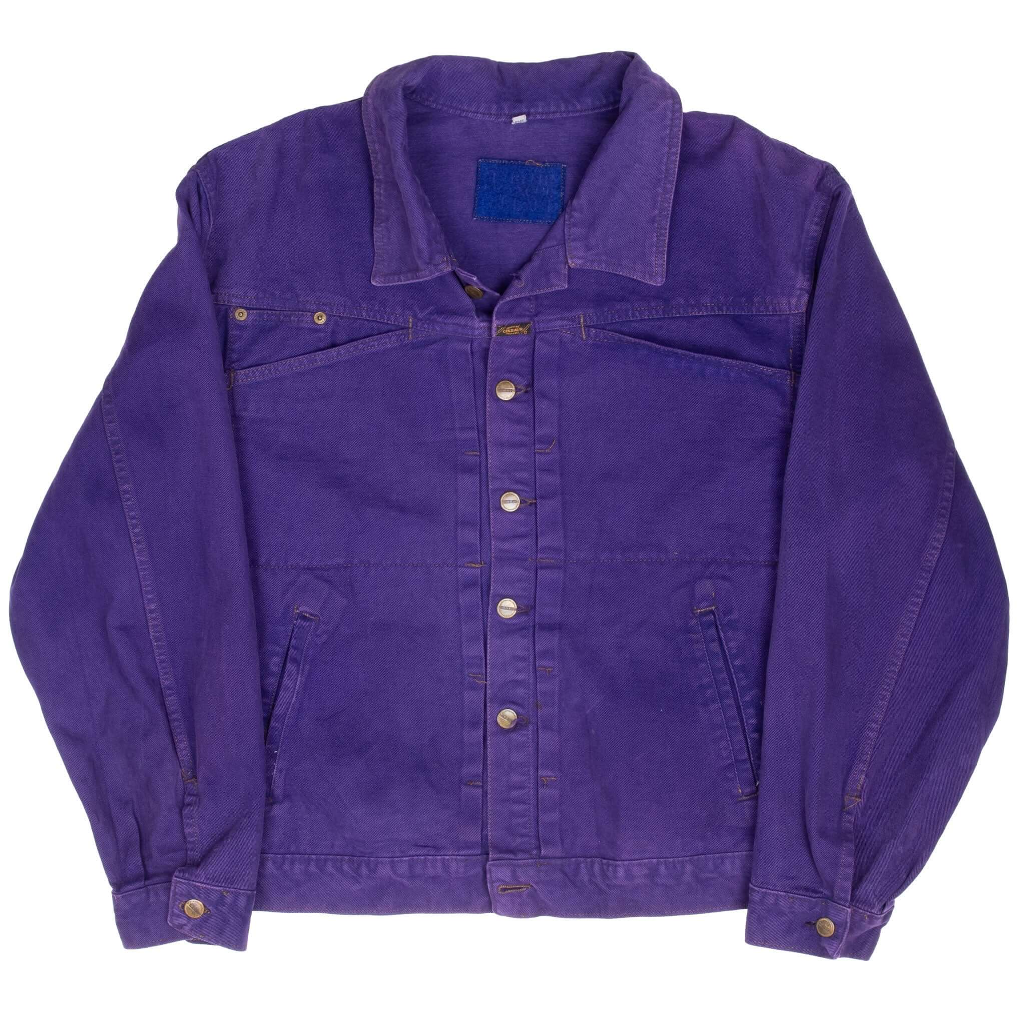 Vintage Marithe Francois Girbaud Purple Pleated 1990S Denim Jacket Size Large Made In Usa