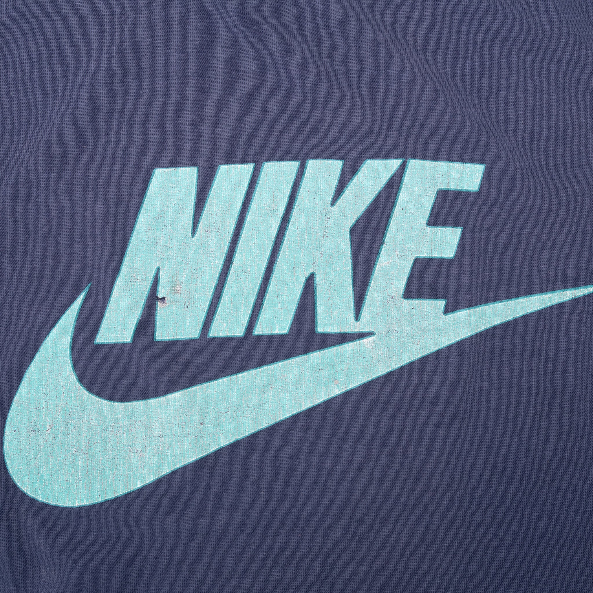 Vintage Nike Big Swoosh Blue Tee Shirt 1980S Size Small Made In Usa With Single Stitch Sleeves
Blue Label