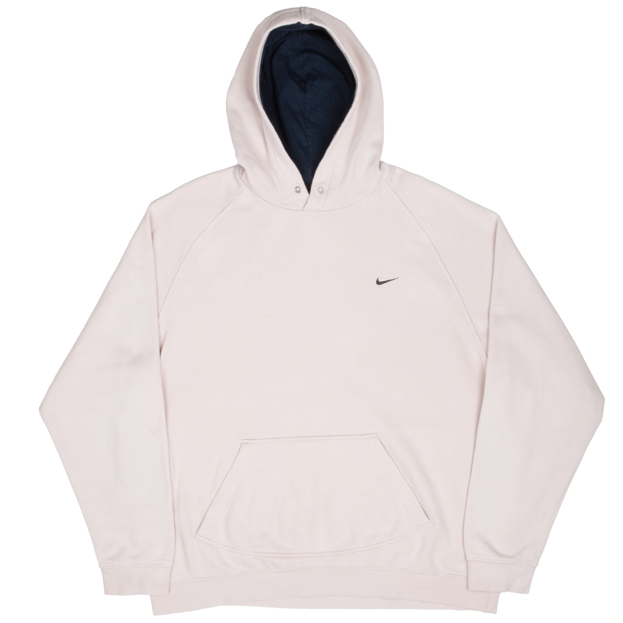 Vintage Nike Classic Swoosh Beige Hoodie Sweatshirt 2000S Size XL