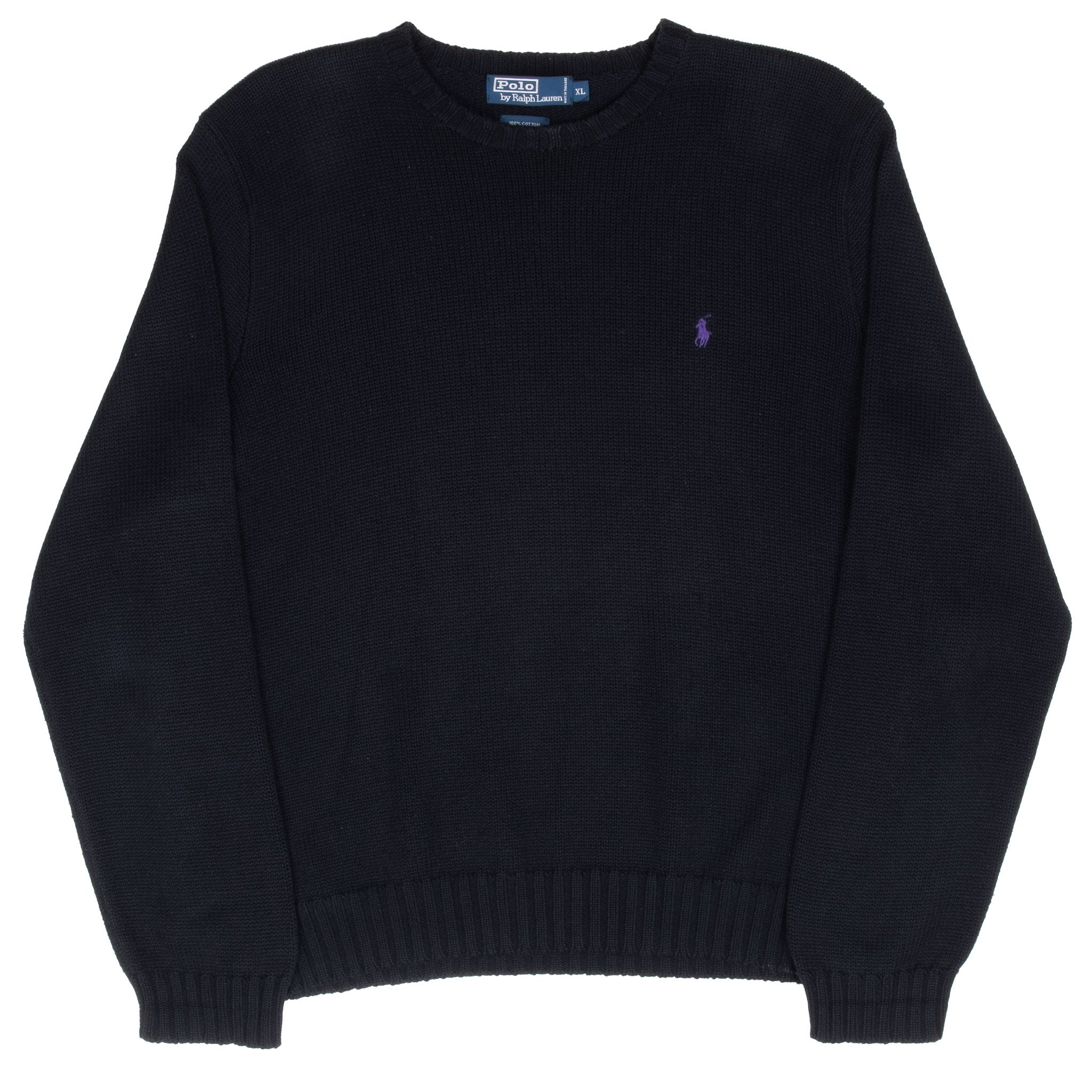 Vintage Ralph Lauren Black Knit Sweater Size XL 1990S