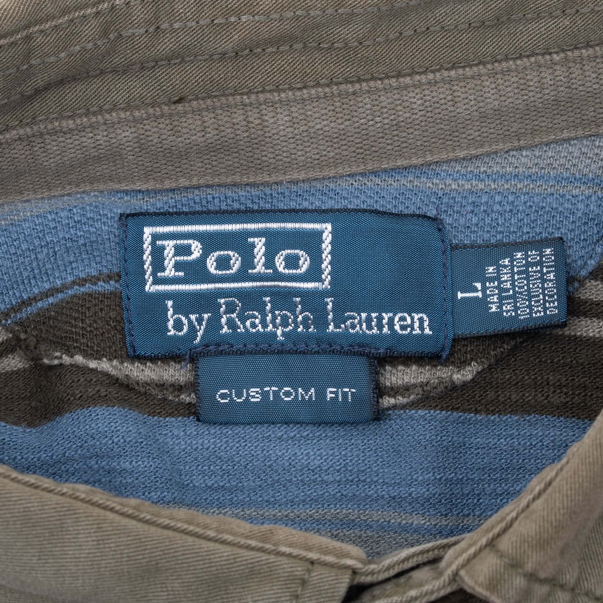 Vintage Ralph Lauren Striped Polo Shirt 1990S Size Large