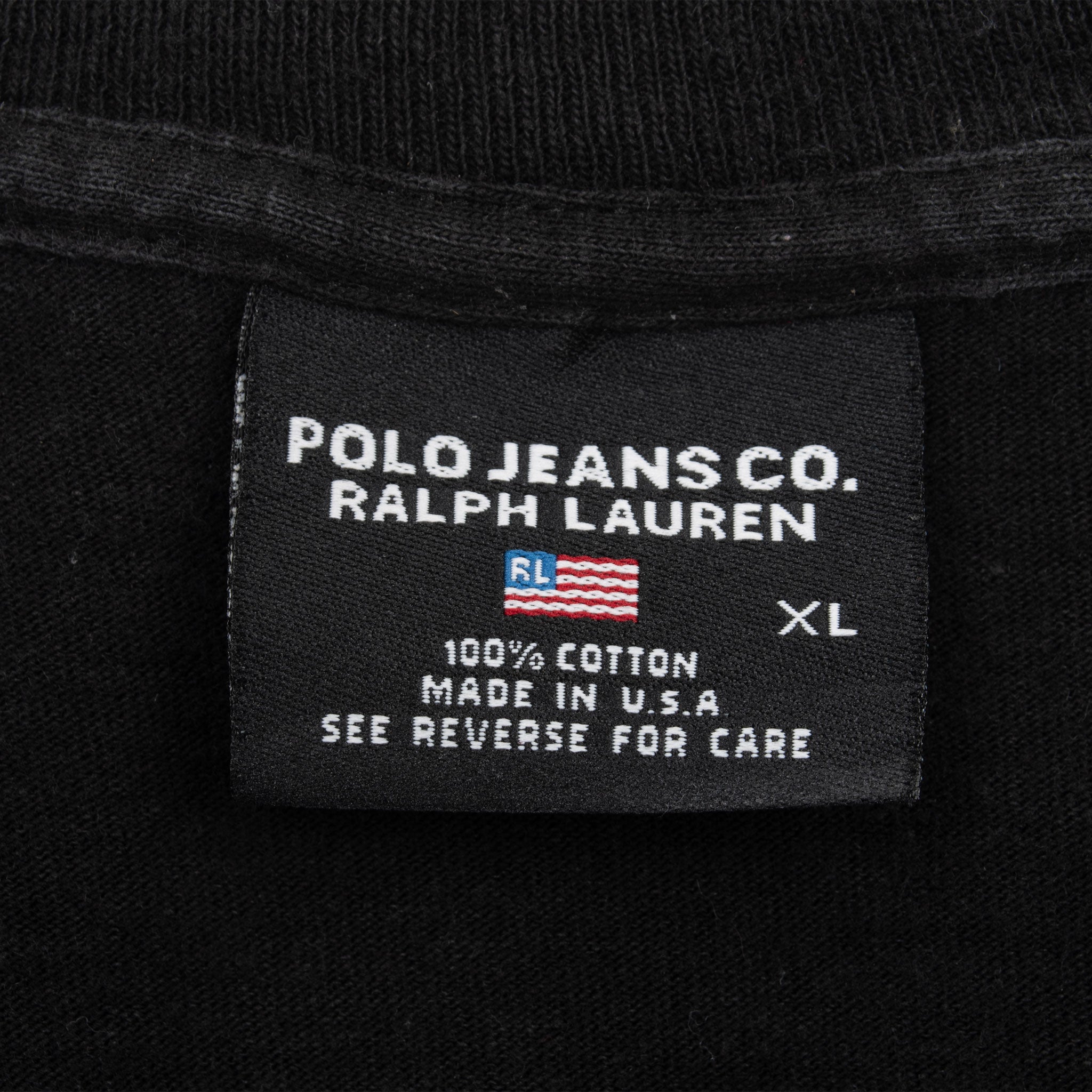 Vintage Ralph Lauren Polo Jeans Co Usrl Navy Blue Tee Shirt 1990S Size XL Made In Usa