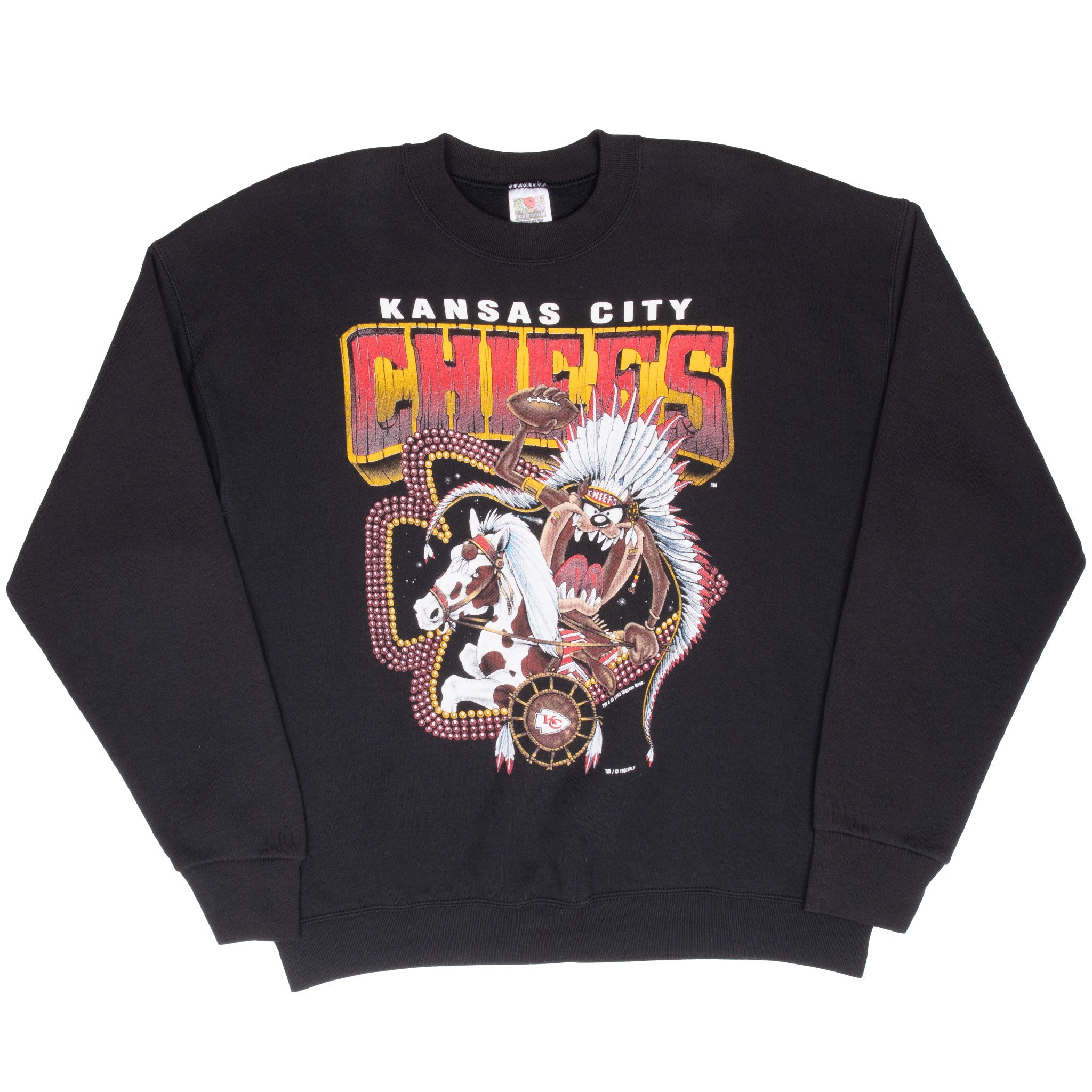 Vintage Nfl Kansas City Chiefs Looney Tunes 1993 Sweatshirt Size XL Made In Usa