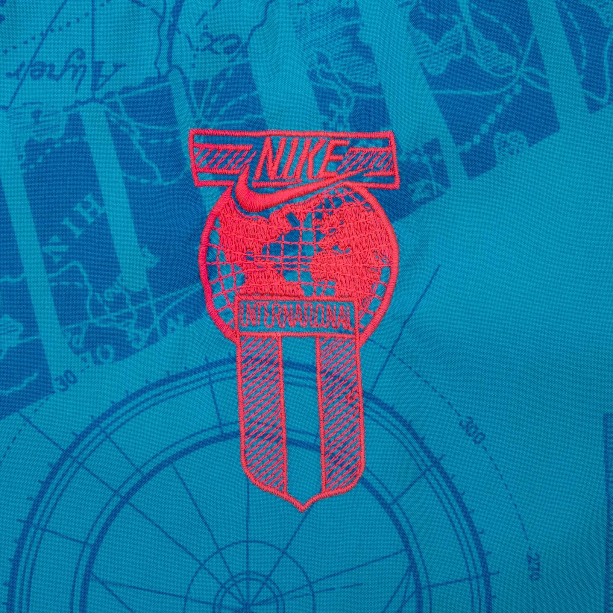 Vintage Nike International All Over Print Blue Windbreaker Jacket 1990S Size Medium