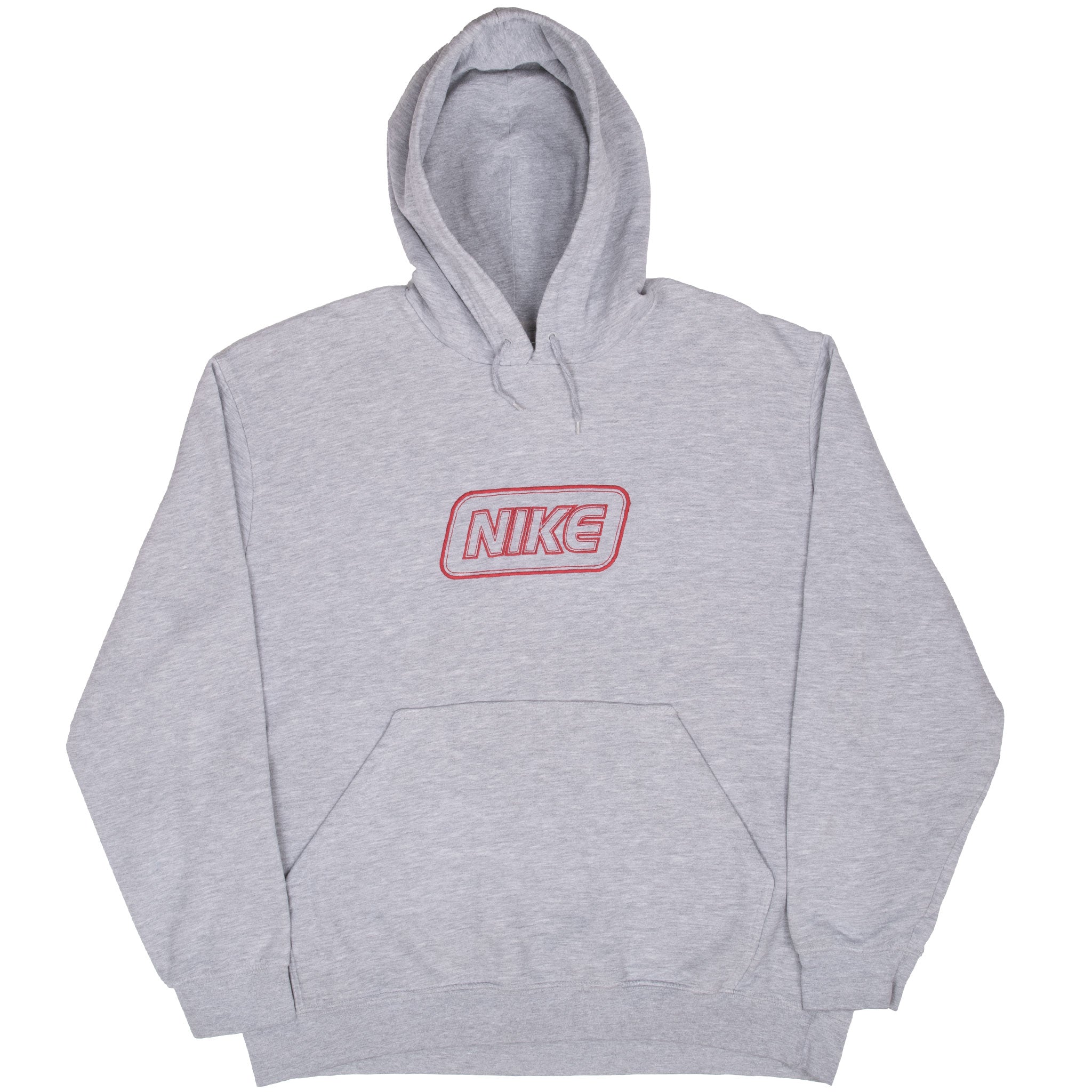 Vintage Nike Spellout Swoosh Grey Hoodie Sweatshirt 2000S Size XL