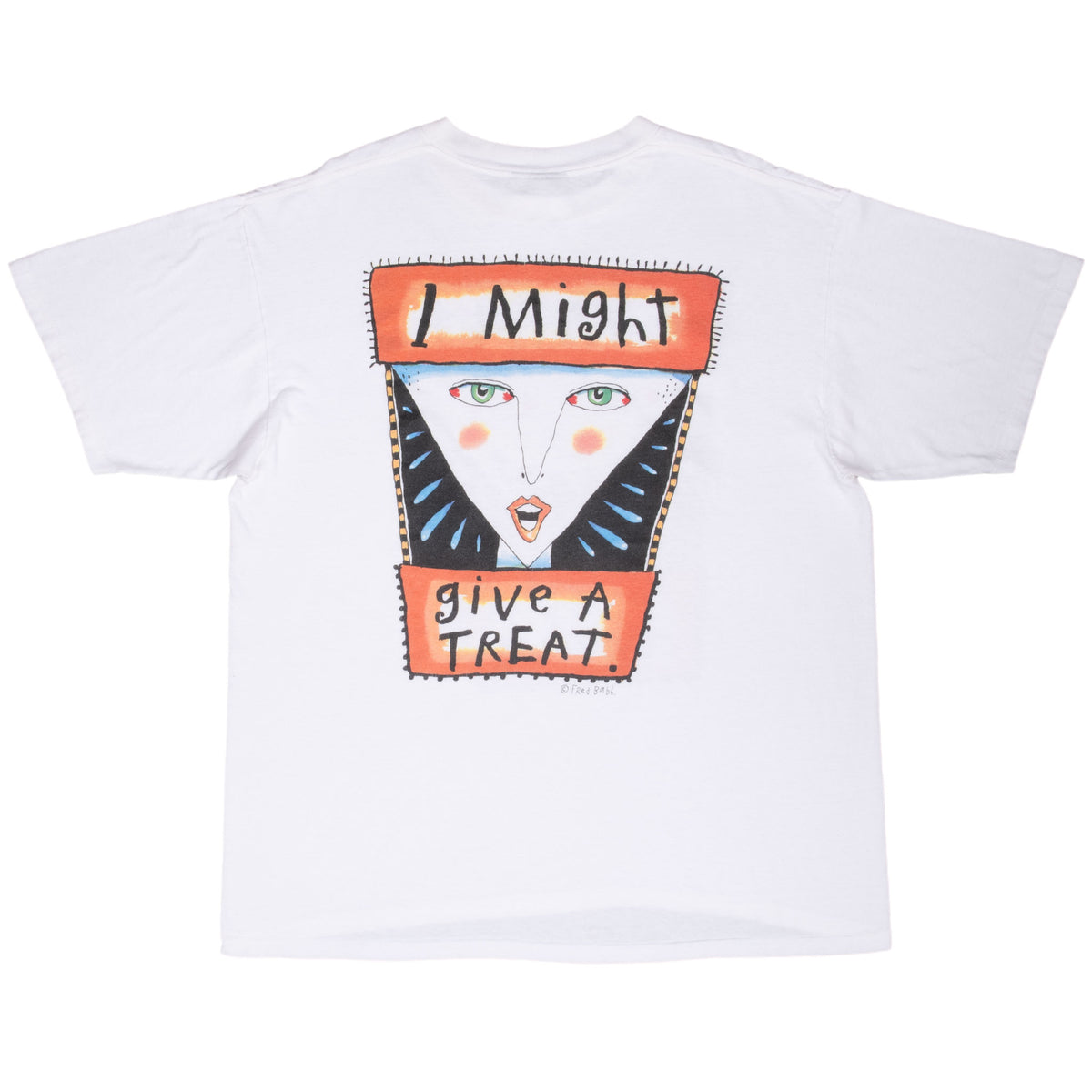 VINTAGE FRED BABB I MIGHT PLAY A TRICK ART TEE SHIRT 1990S XL MADE IN USA