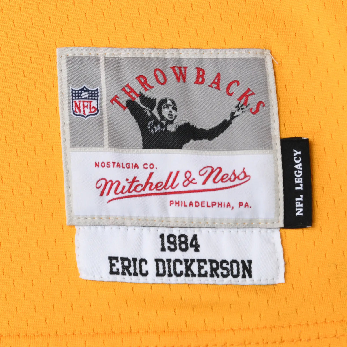 Mitchell & Ness NFL Throwbacks label for 1984 Eric Dickerson