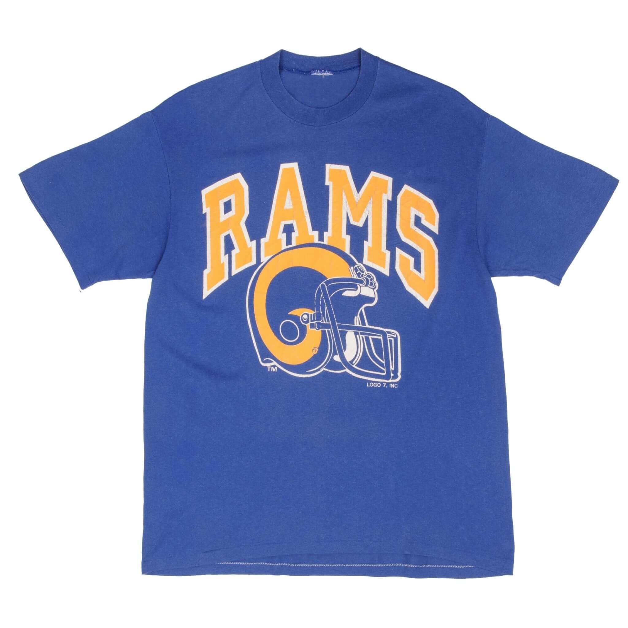 Vintage NFL Los Angeles Rams Tee Shirt Early 1990S Size Large With Single Stitch Sleeves