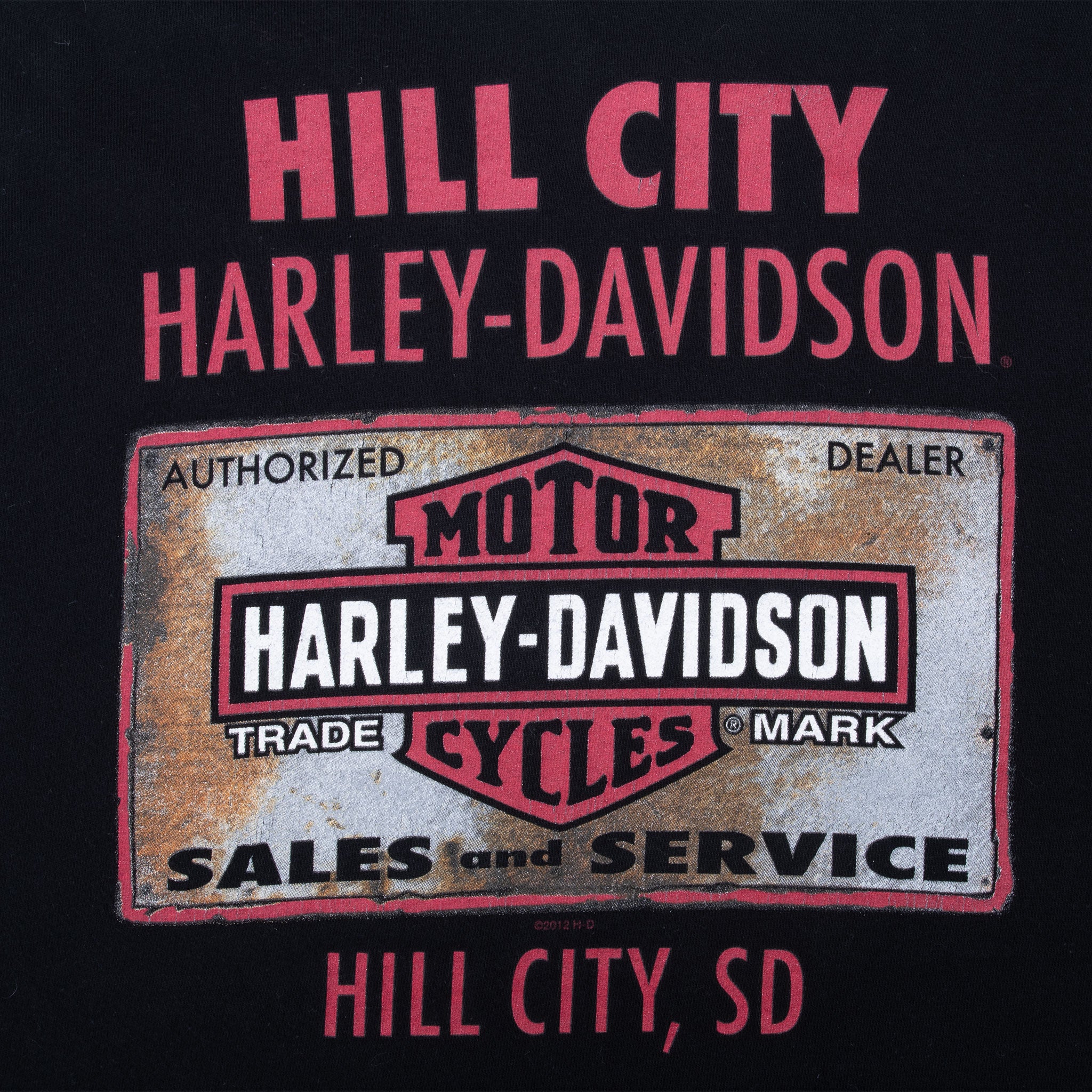 Vintage Harley Davidson Hill City South Dakota 2012 Tee Shirt Size Large