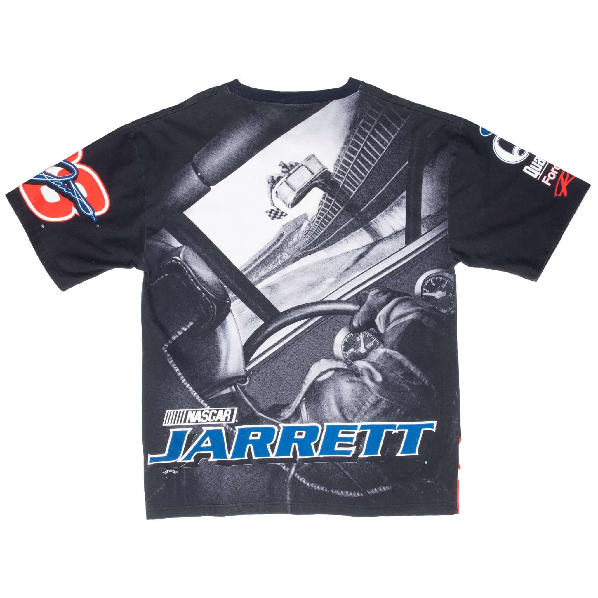 Vintage Nascar Dale Jarret All Over Print 1990S Tee Shirt Size XL Made In Usa