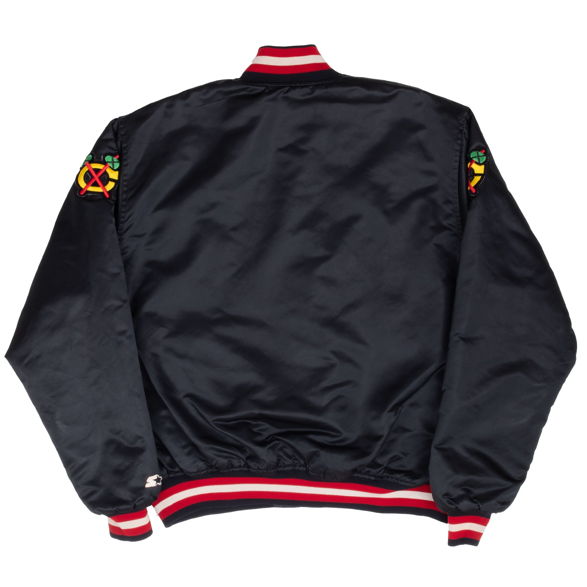 Vintage Nhl Chicago Blackhawk Starter Satin Bomber Jacket 1990S Size XL Made In Usa
