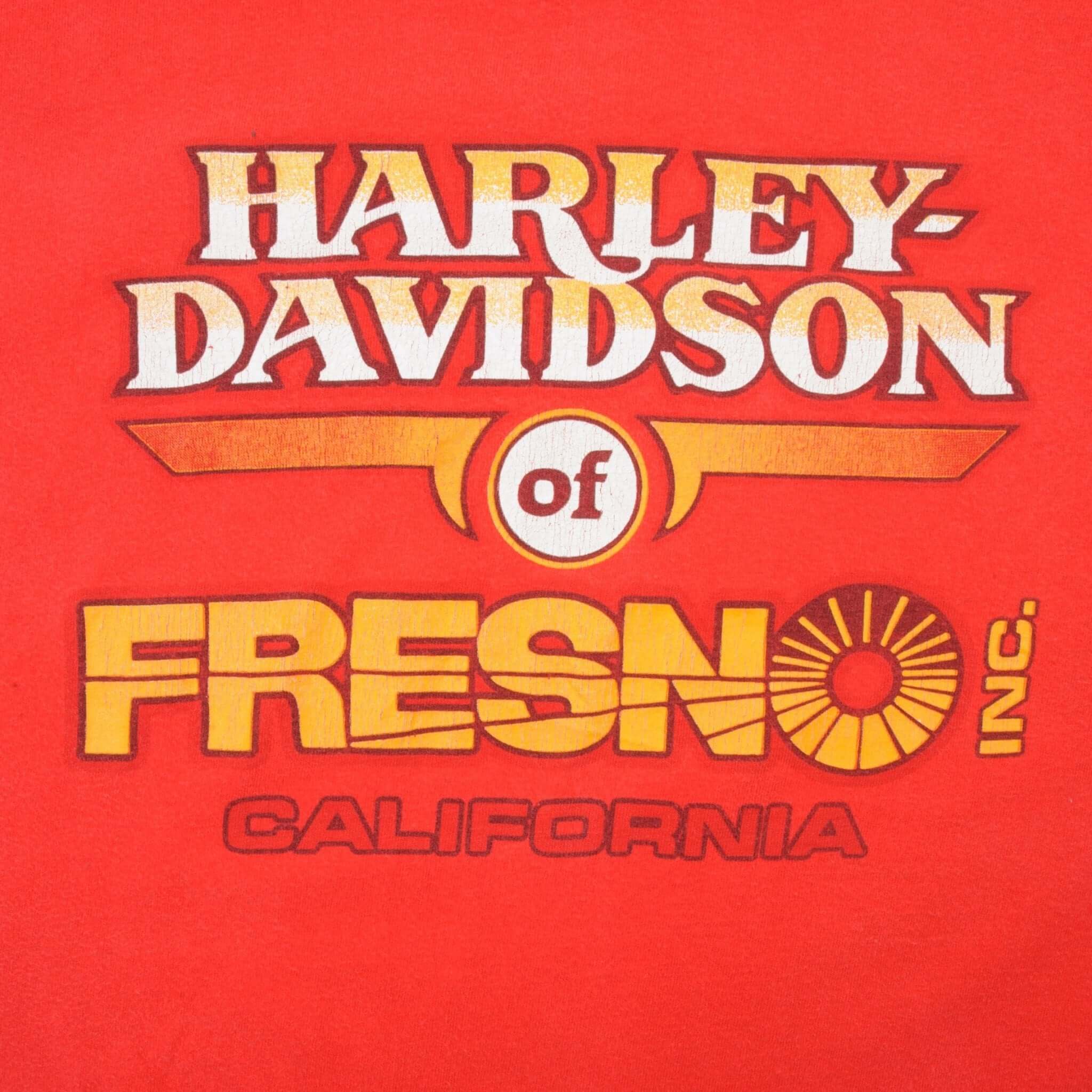 Vintage Harley Davidson Night Flight Eagle Fresno California Hanes Tee Shirt 1990 Size Large Made In USA With Single Stitch Sleeves