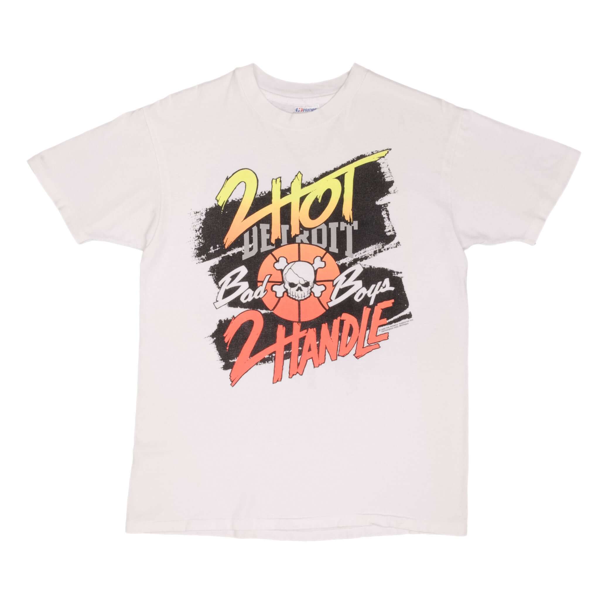 Vintage NBA Detroit Pistons Bad Boys 2 Hot 2 Handle 2 Cold 2 Hold Tee Shirt Size Medium Made In USA With Single Stitch Sleeves