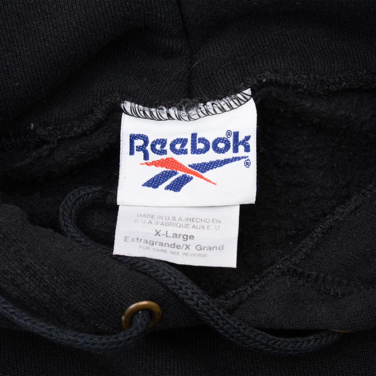 Vintage Reebok Black Hoodie Sweatshirt 1990S Size XL Made In USA
